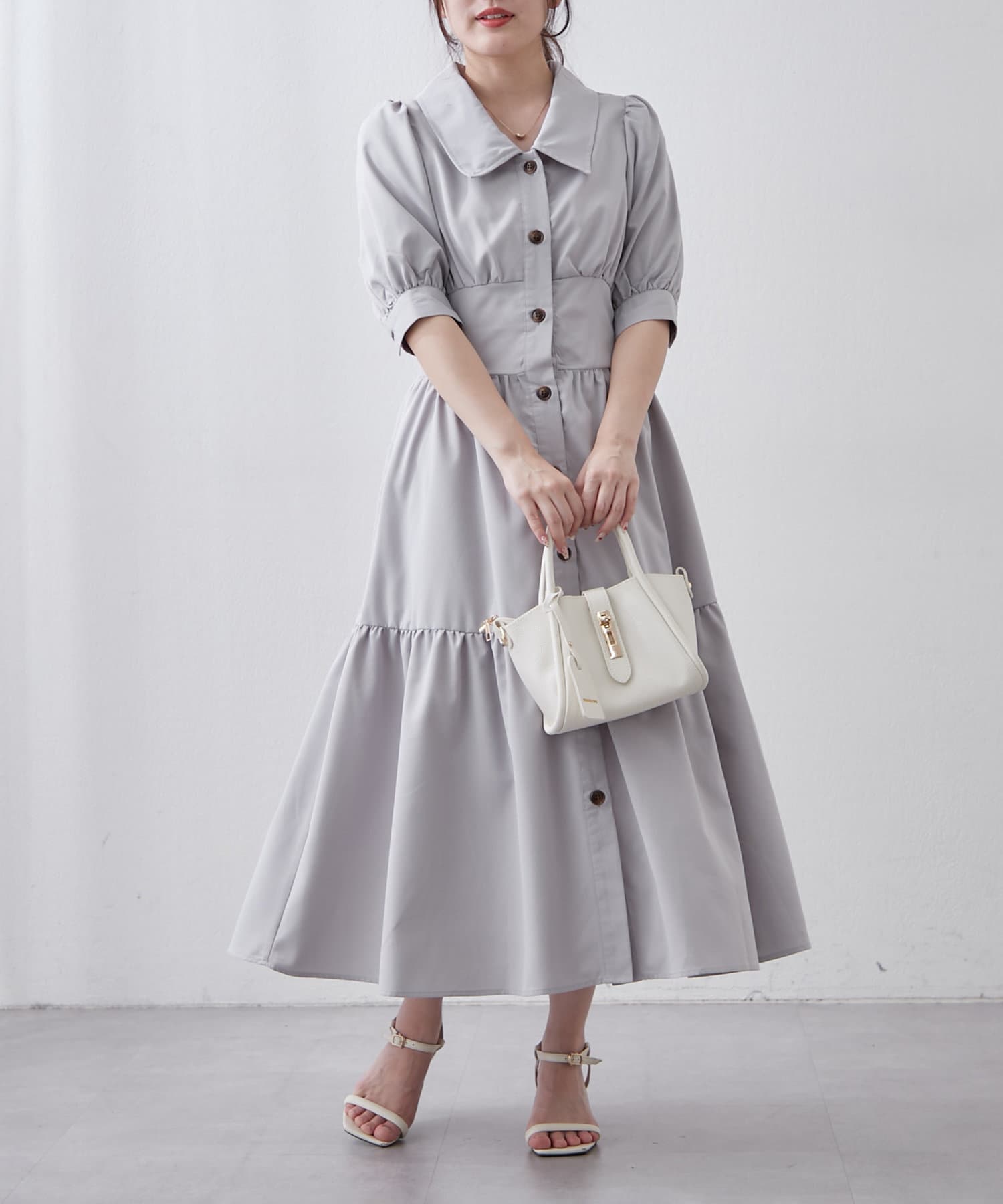 NICE CLAUP / OLIVE des OLIVE OUTLET(ナイスクラップ  / オリーブ デ オリーブ アウトレット) 【RMAF】【フェミニン春ワンピ】ティアード半袖ワンピ