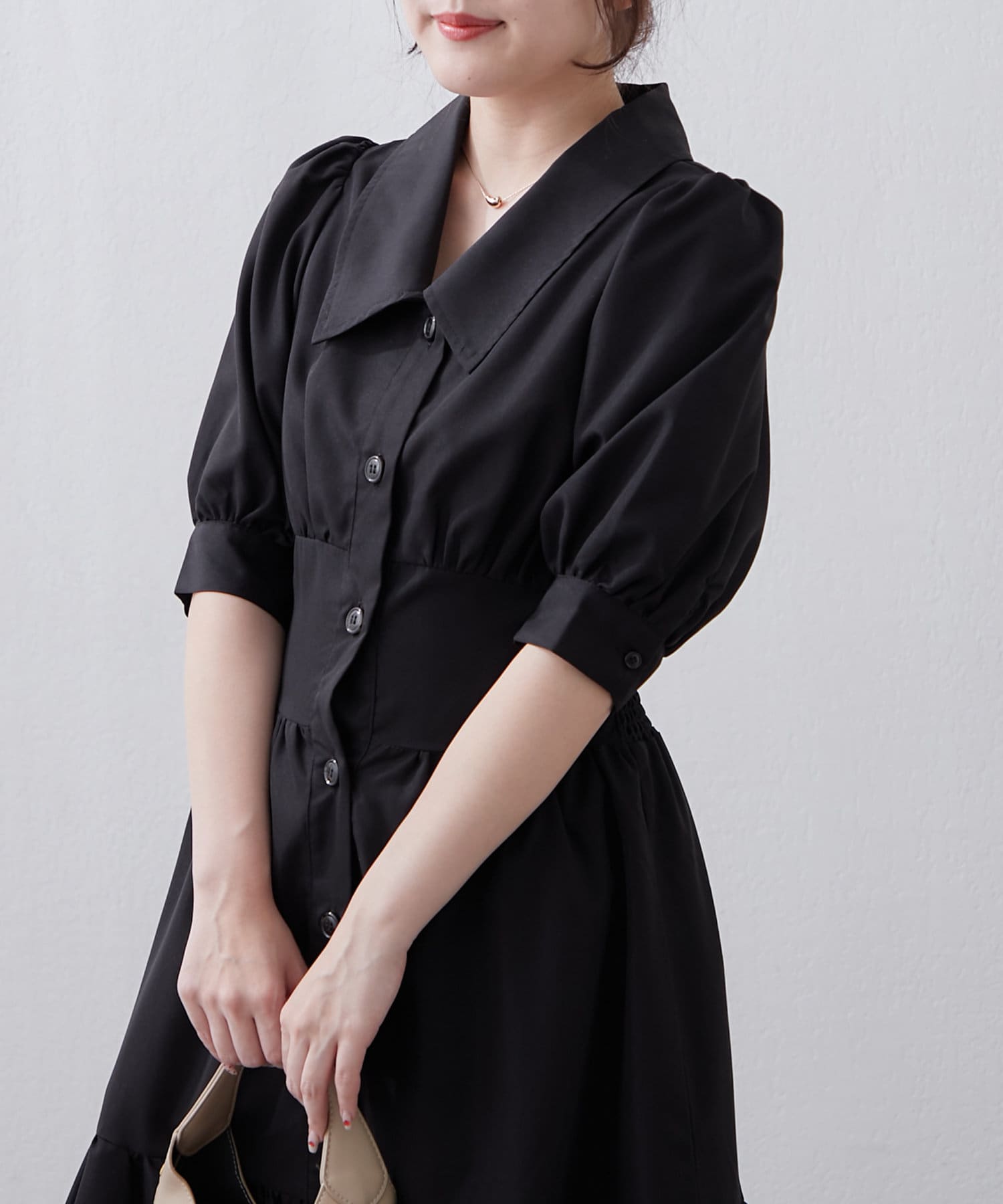 NICE CLAUP / OLIVE des OLIVE OUTLET(ナイスクラップ  / オリーブ デ オリーブ アウトレット) 【RMAF】【フェミニン春ワンピ】ティアード半袖ワンピ
