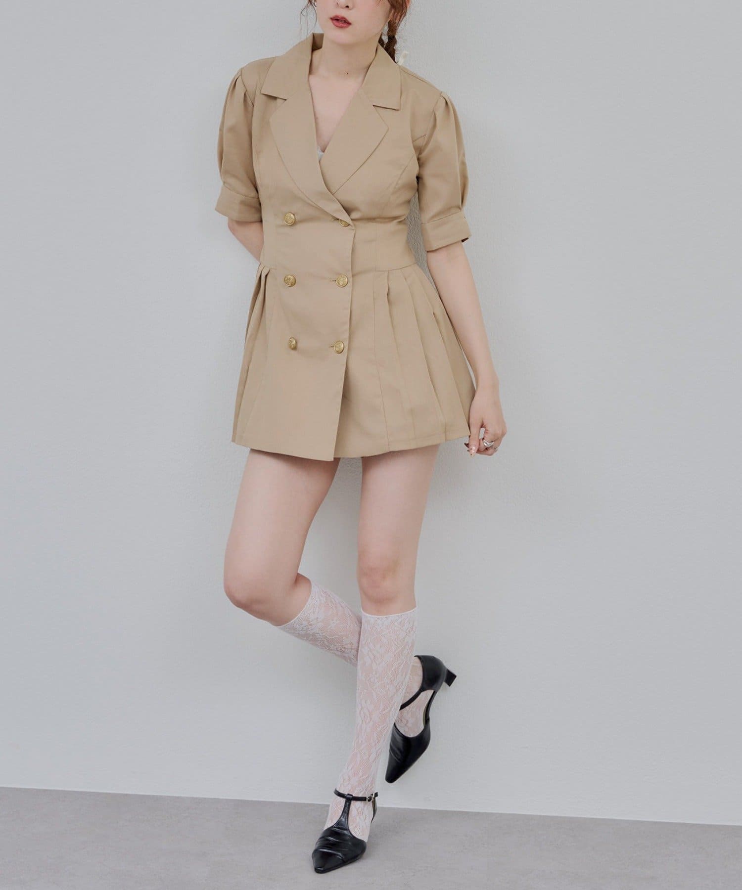 NICE CLAUP / OLIVE des OLIVE OUTLET(ナイスクラップ  / オリーブ デ オリーブ アウトレット) 【RMAF】サイドプリーツミニワンピース