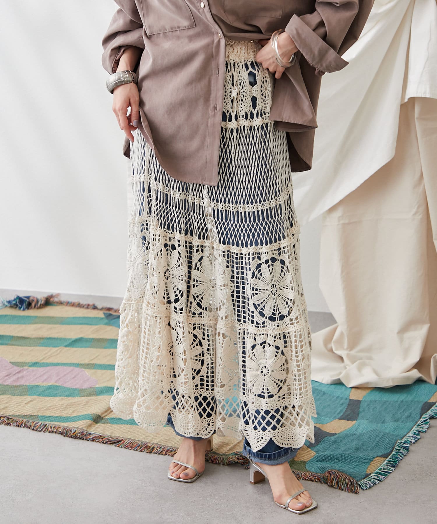 Remind me and forever(リマインドミーアンドフォーエバー) 【清涼感抜群◎】カギ針ロングスカート