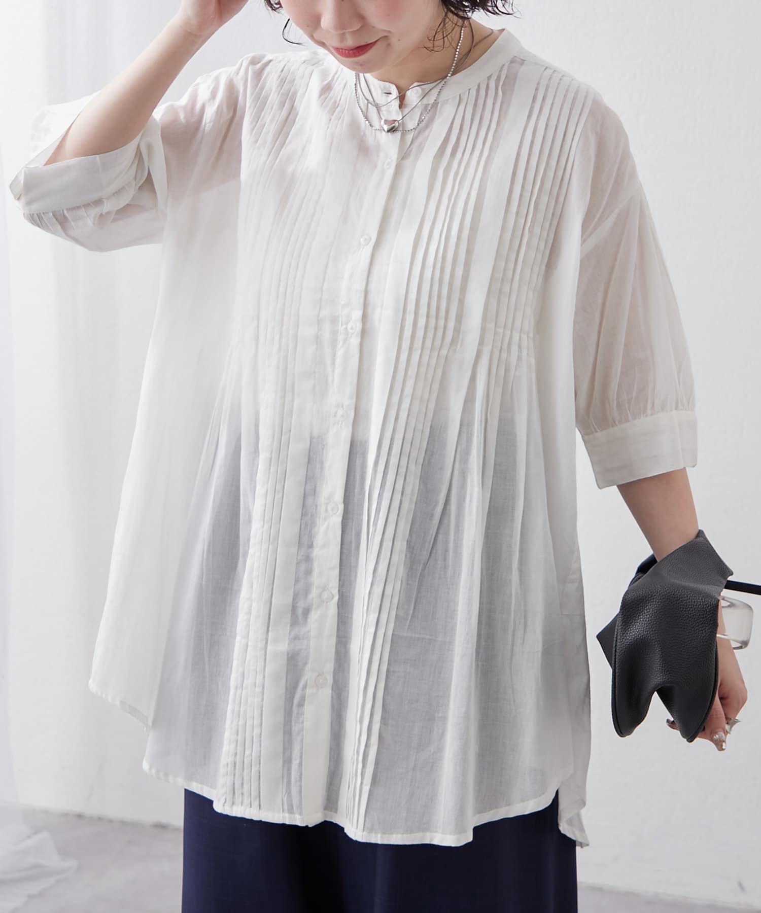 Remind me and forever(リマインドミーアンドフォーエバー) 【NAO】インド綿100%、ピンタックブラウス