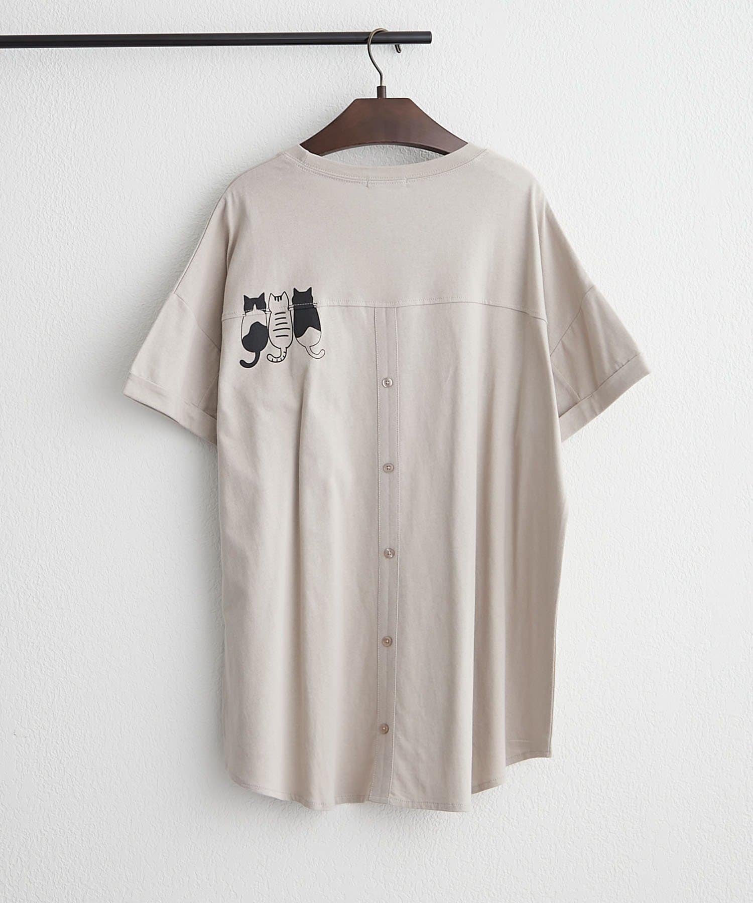 Remind me and forever(リマインドミーアンドフォーエバー) 【NAO】アニマルプリント後ボタン半袖プルオーバー