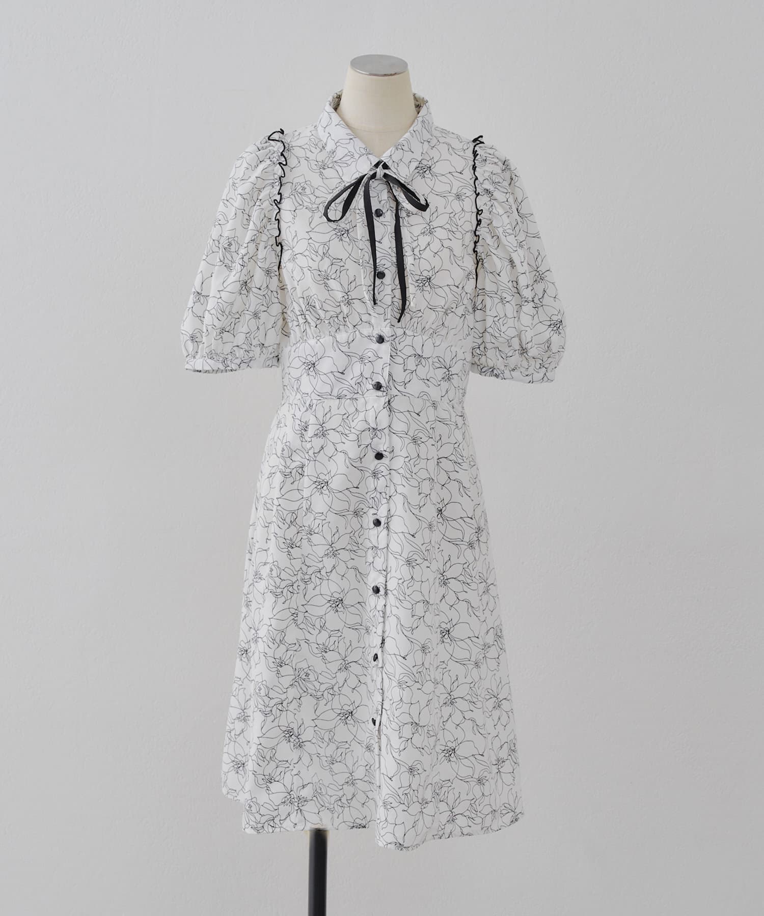 Remind me and forever(リマインドミーアンドフォーエバー) 【選べる2丈！】パフスリーブリボンワンピース