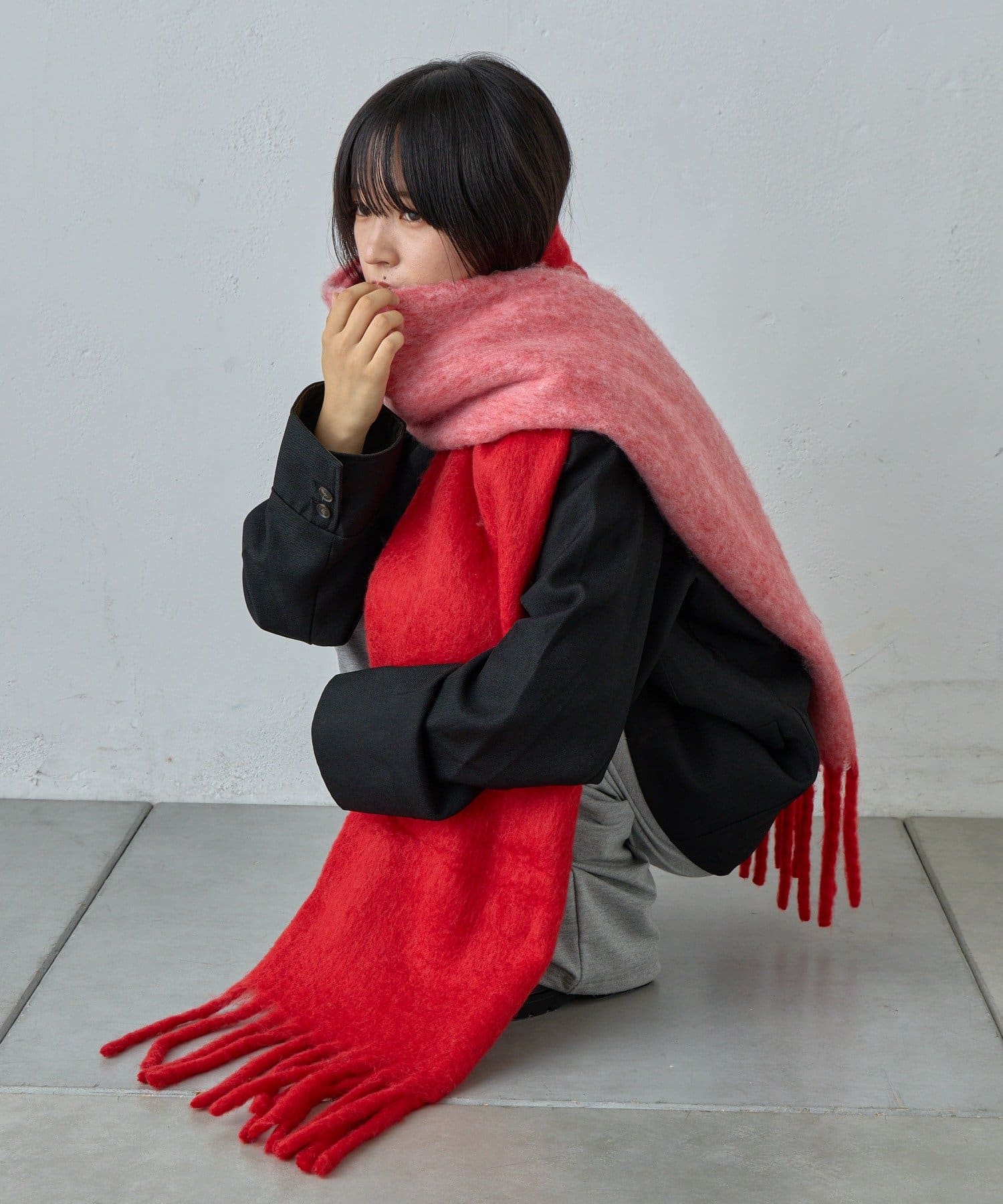 -goocy-(グーシー) フェイクウールバイカラーマフラー