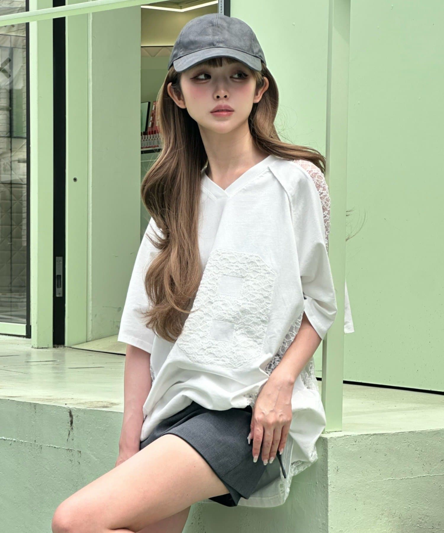 RAY CASSIN(レイカズン) レースナンバリングルーズTシャツ