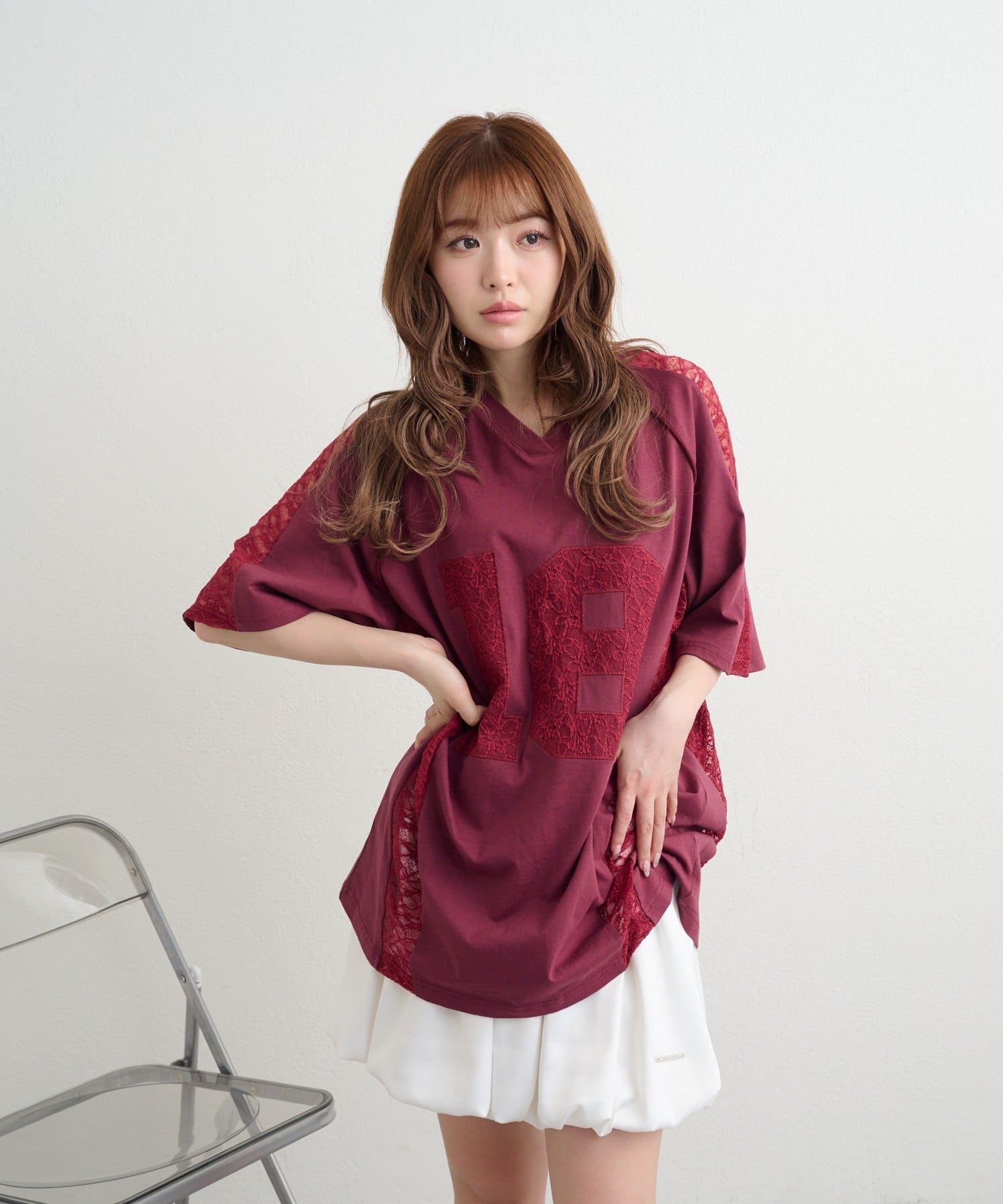 RAY CASSIN(レイカズン) レースナンバリングルーズTシャツ