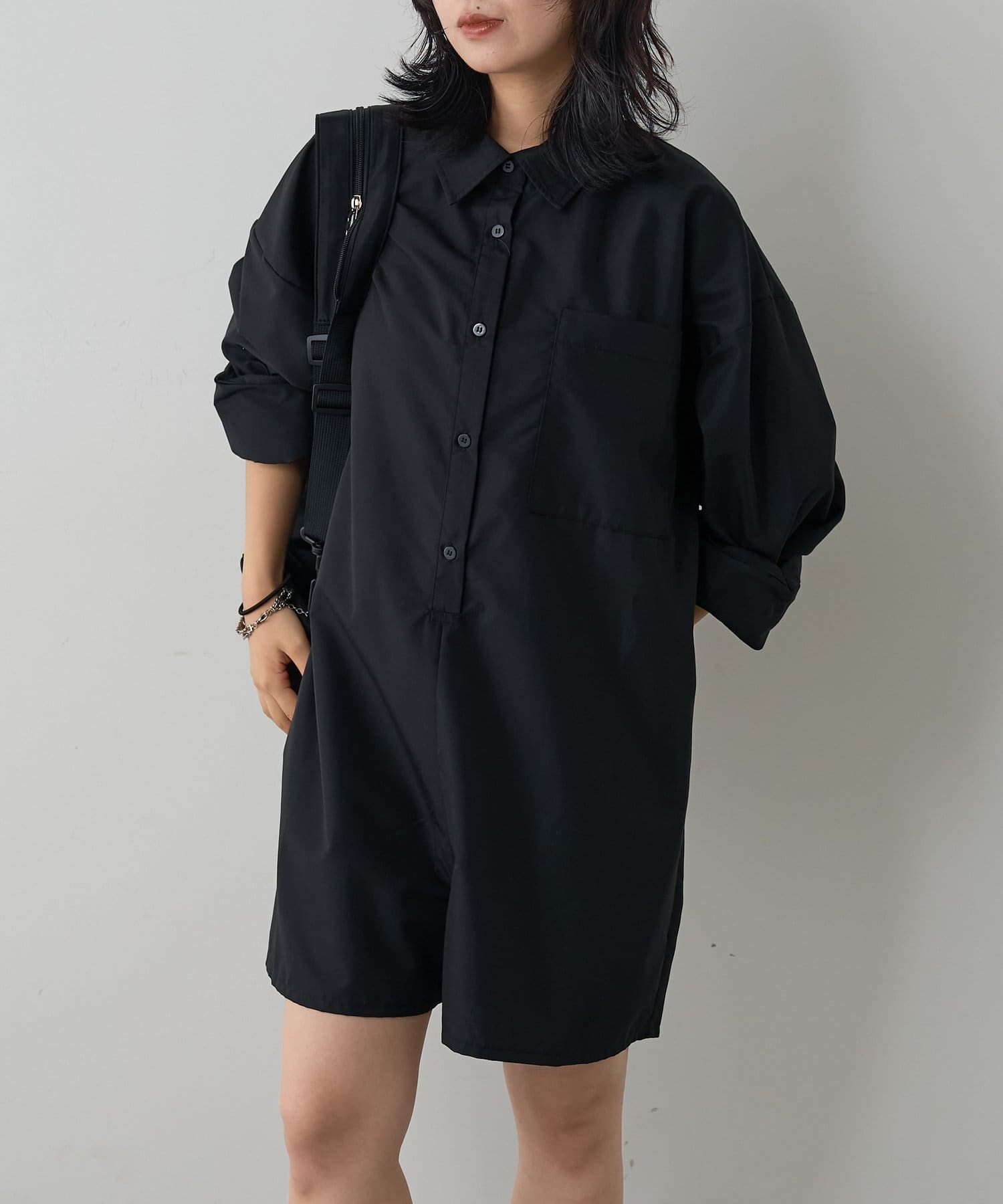-goocy-(グーシー) シャツショートロンパース