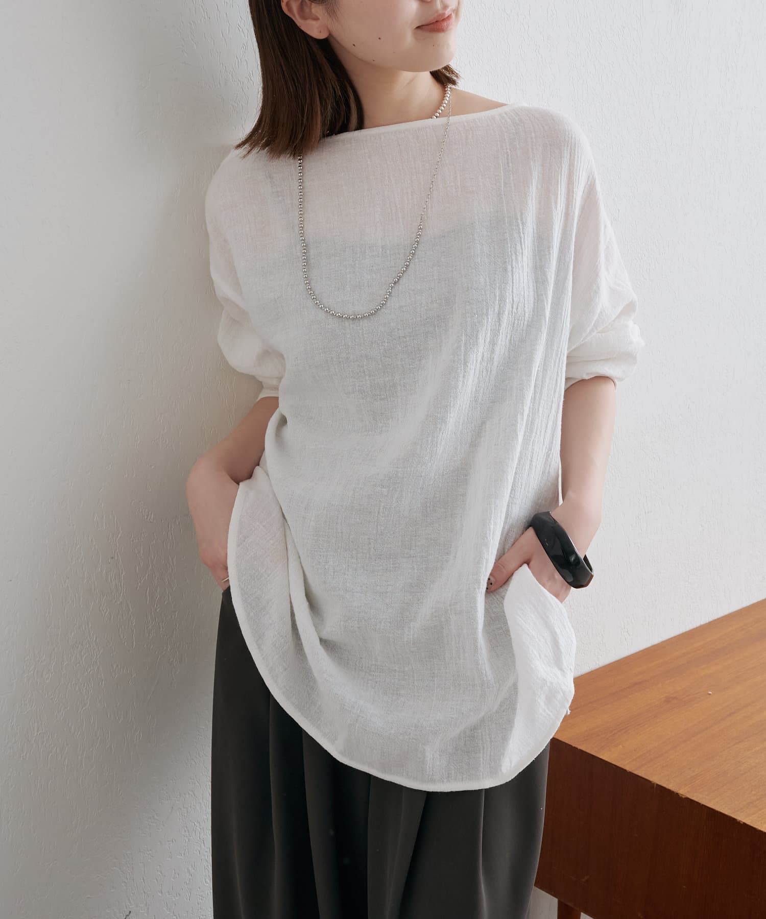 Omekashi(オメカシ) リネンガーゼTブラウス