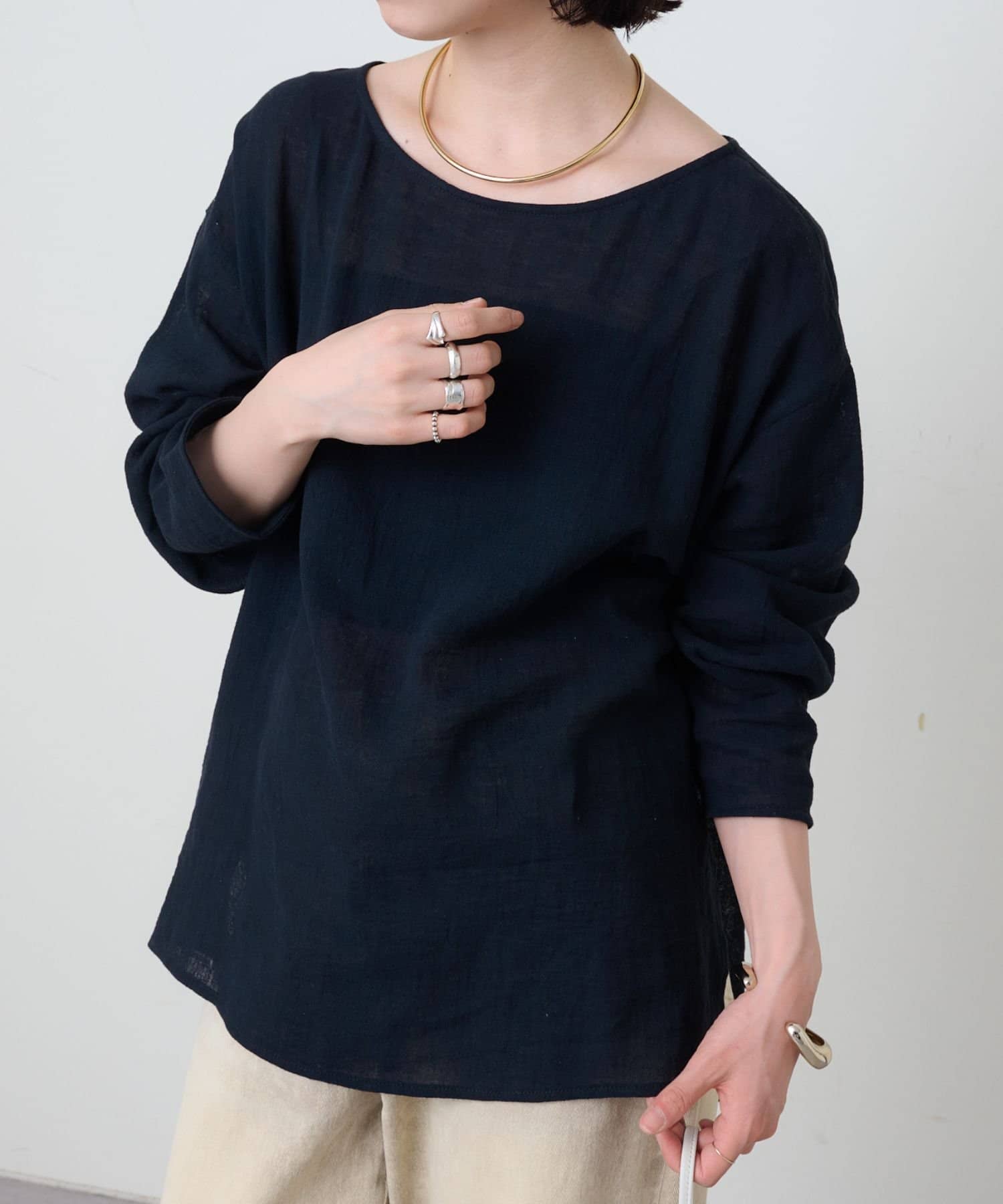 Omekashi(オメカシ) リネンガーゼTブラウス