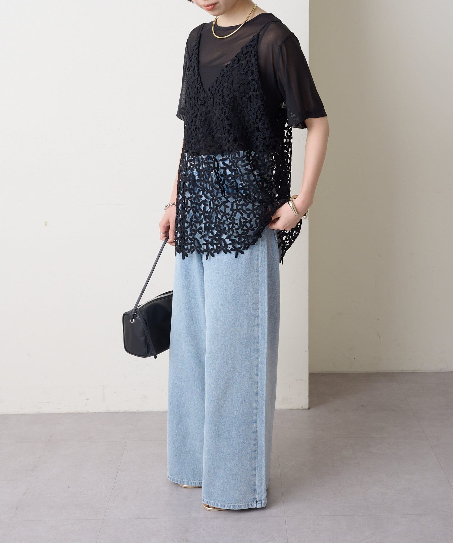 Omekashi(オメカシ) 【秋冬まで着回せる◎】レースオーバーキャミソール