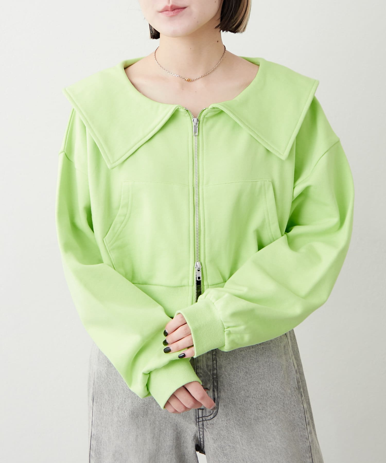 OUTLET(アウトレット) 【w closet】セーラー衿Wジップスウェット