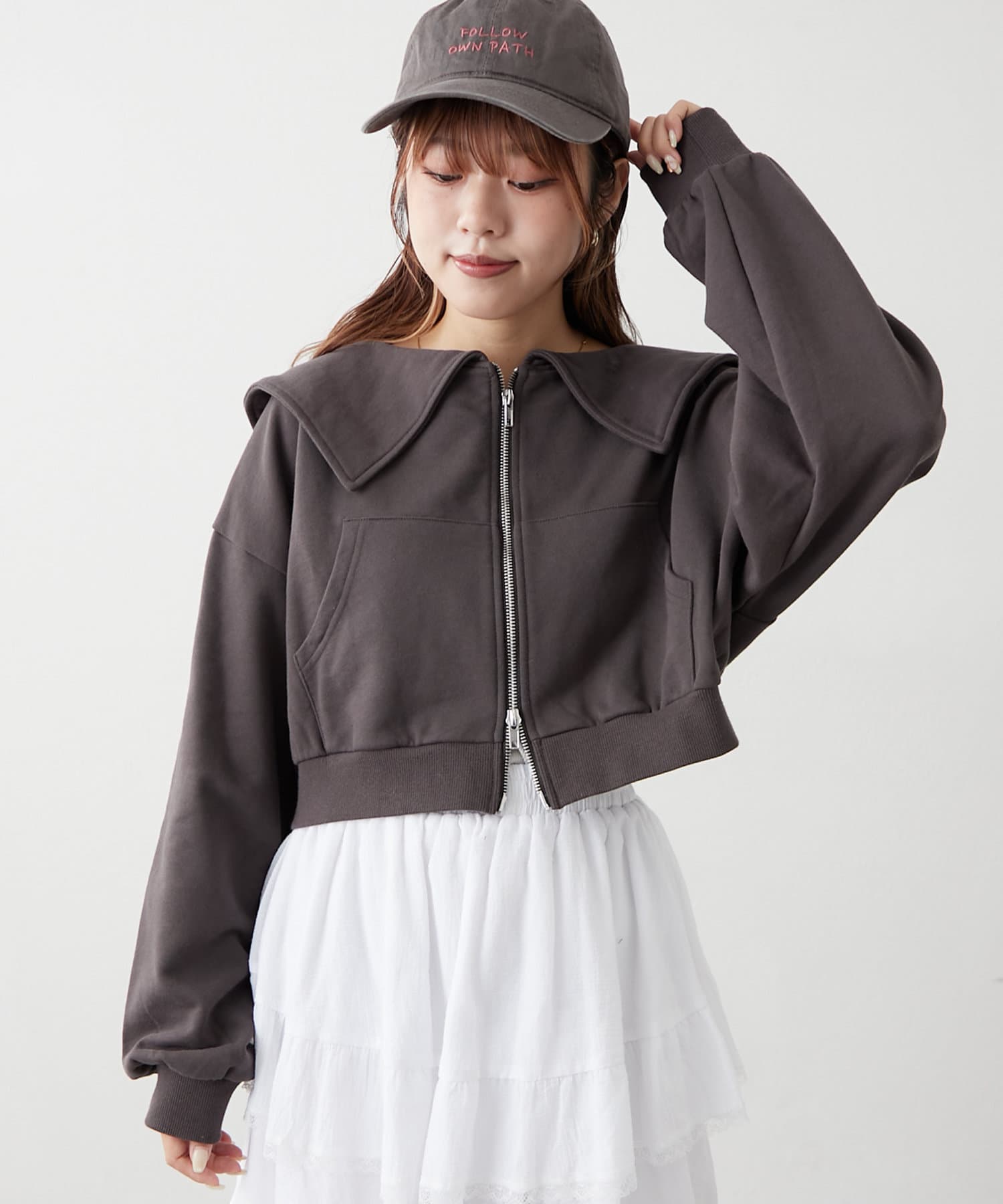 OUTLET(アウトレット) 【w closet】セーラー衿Wジップスウェット