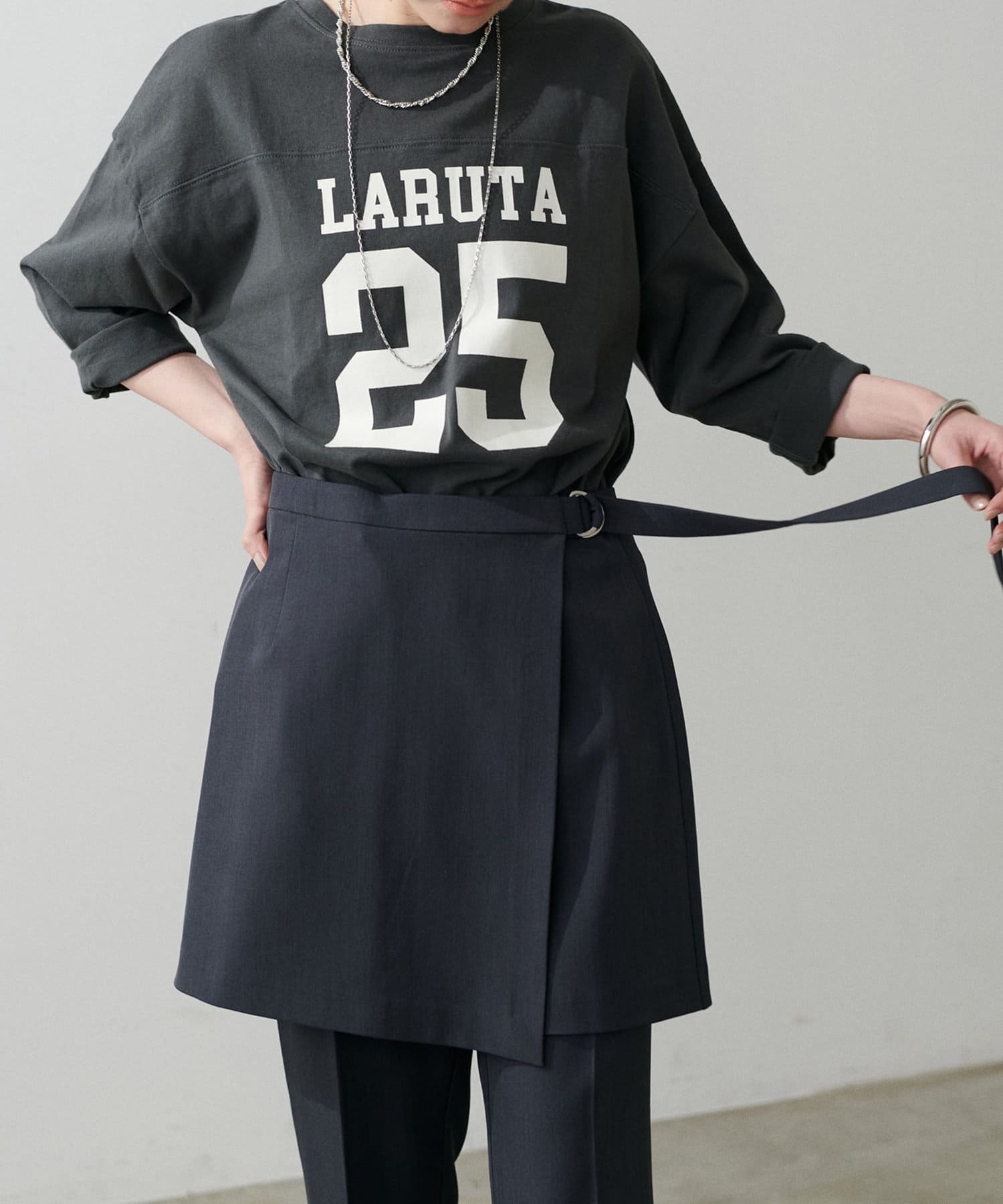 NICE CLAUP / OLIVE des OLIVE OUTLET(ナイスクラップ  / オリーブ デ オリーブ アウトレット) 【LARUTA】マルチWAYラップスカート付きパンツ
