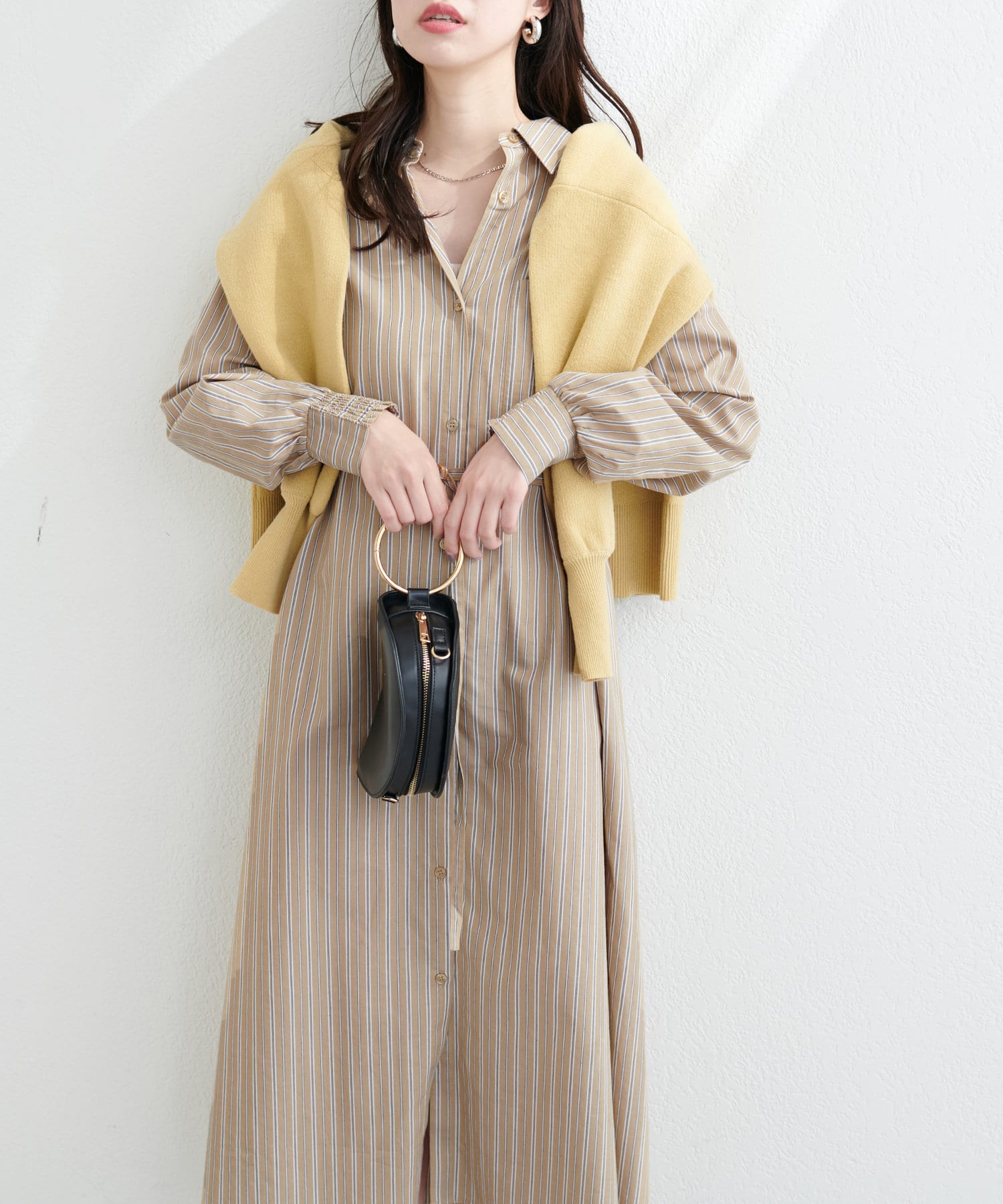 NICE CLAUP / OLIVE des OLIVE OUTLET(ナイスクラップ  / オリーブ デ オリーブ アウトレット) 【natural couture】カラーストライプシャツワンピース