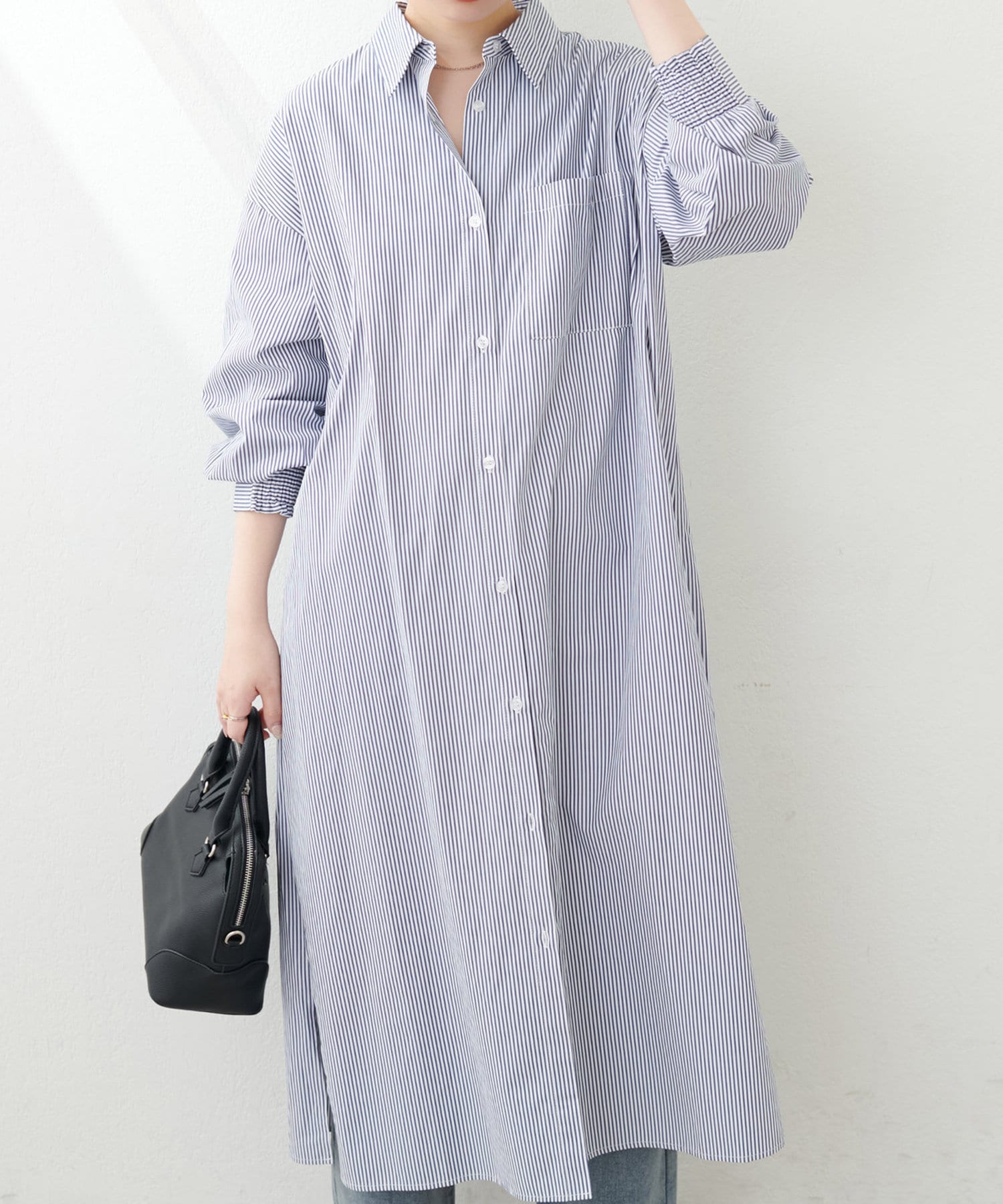 NICE CLAUP / OLIVE des OLIVE OUTLET(ナイスクラップ  / オリーブ デ オリーブ アウトレット) 【natural couture】カラーストライプシャツワンピース