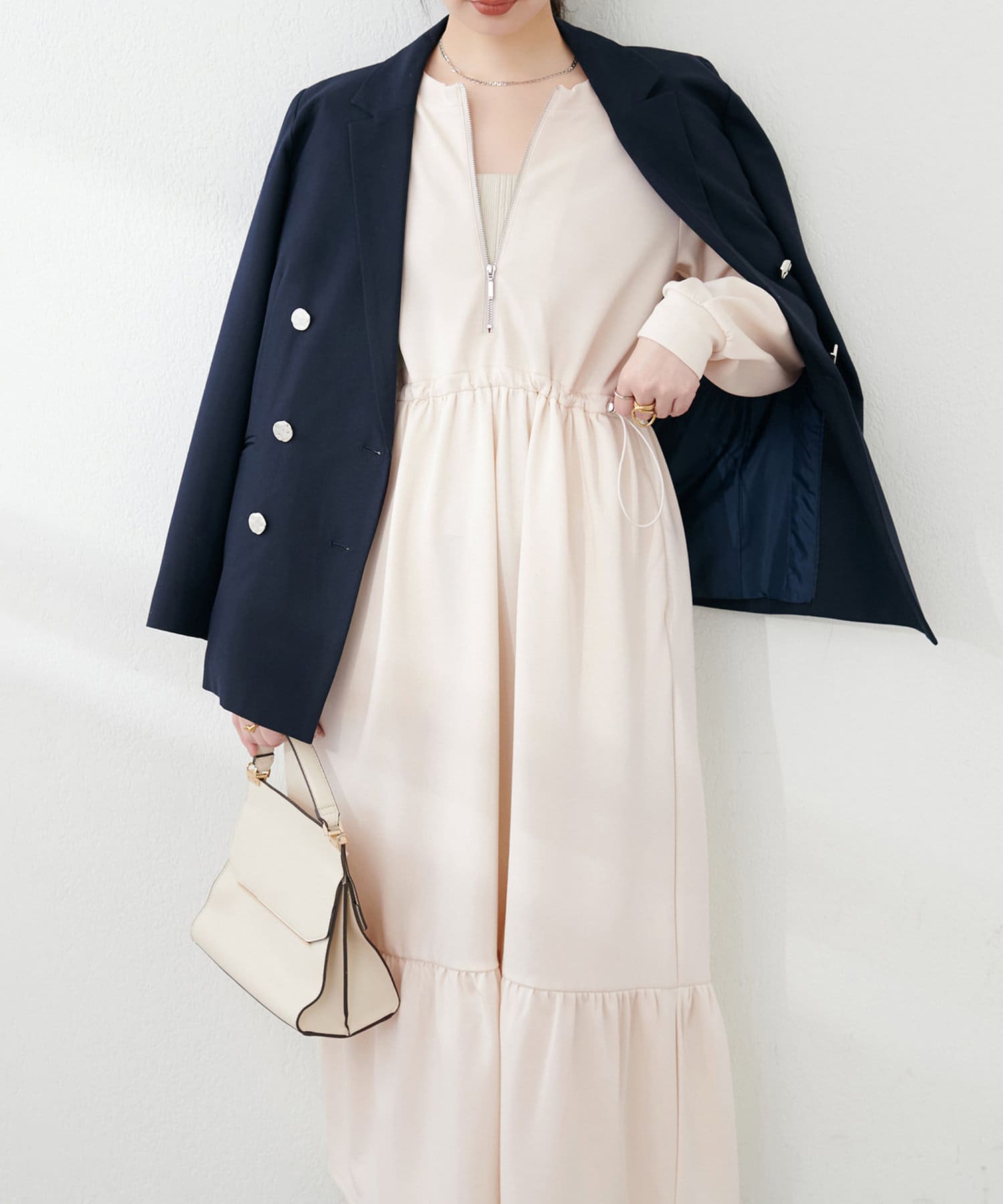 NICE CLAUP / OLIVE des OLIVE OUTLET(ナイスクラップ  / オリーブ デ オリーブ アウトレット) 【natural couture】ダンボールニットティアードワンピース