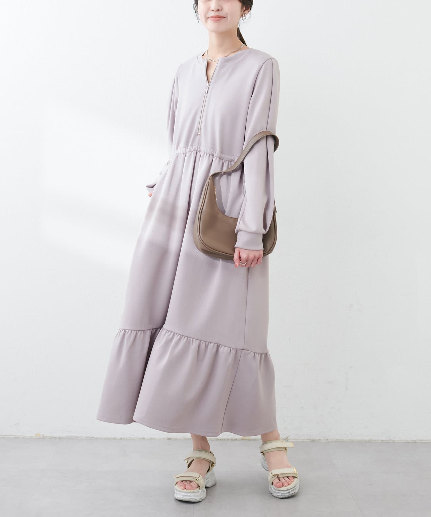 NICE CLAUP / OLIVE des OLIVE OUTLET(ナイスクラップ  / オリーブ デ オリーブ アウトレット) 【natural couture】ダンボールニットティアードワンピース