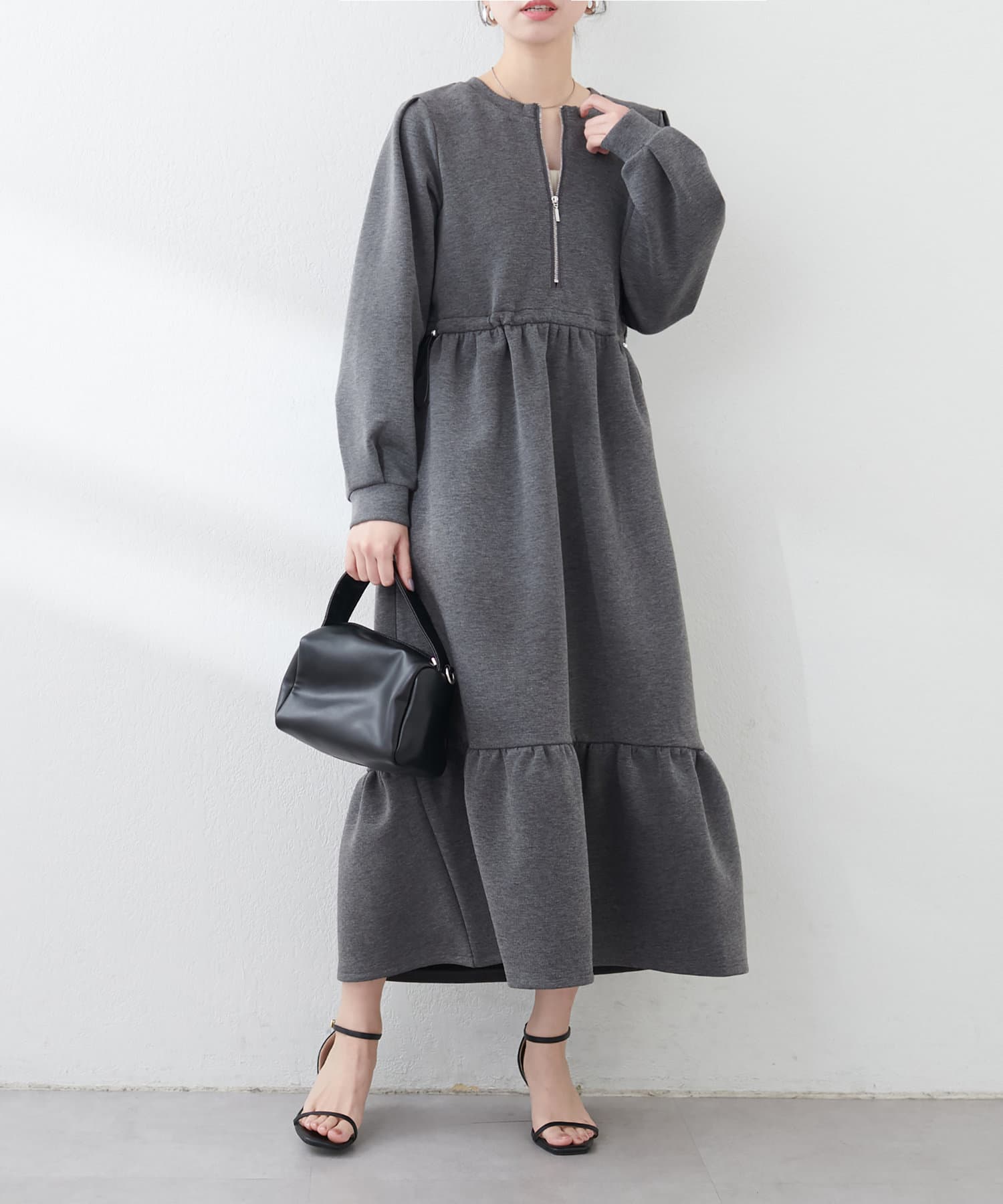 NICE CLAUP / OLIVE des OLIVE OUTLET(ナイスクラップ  / オリーブ デ オリーブ アウトレット) 【natural couture】ダンボールニットティアードワンピース