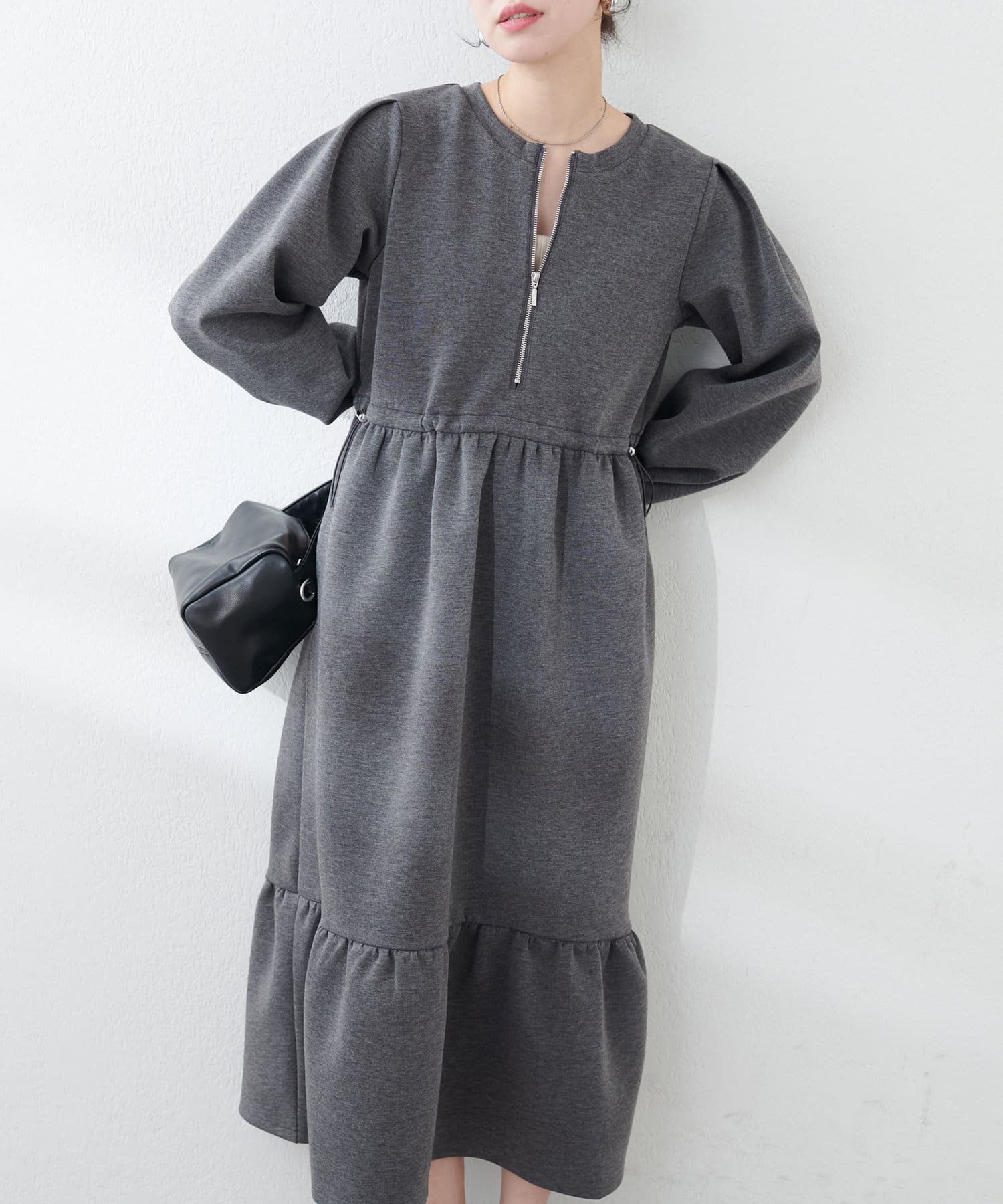 NICE CLAUP / OLIVE des OLIVE OUTLET(ナイスクラップ  / オリーブ デ オリーブ アウトレット) 【natural couture】ダンボールニットティアードワンピース