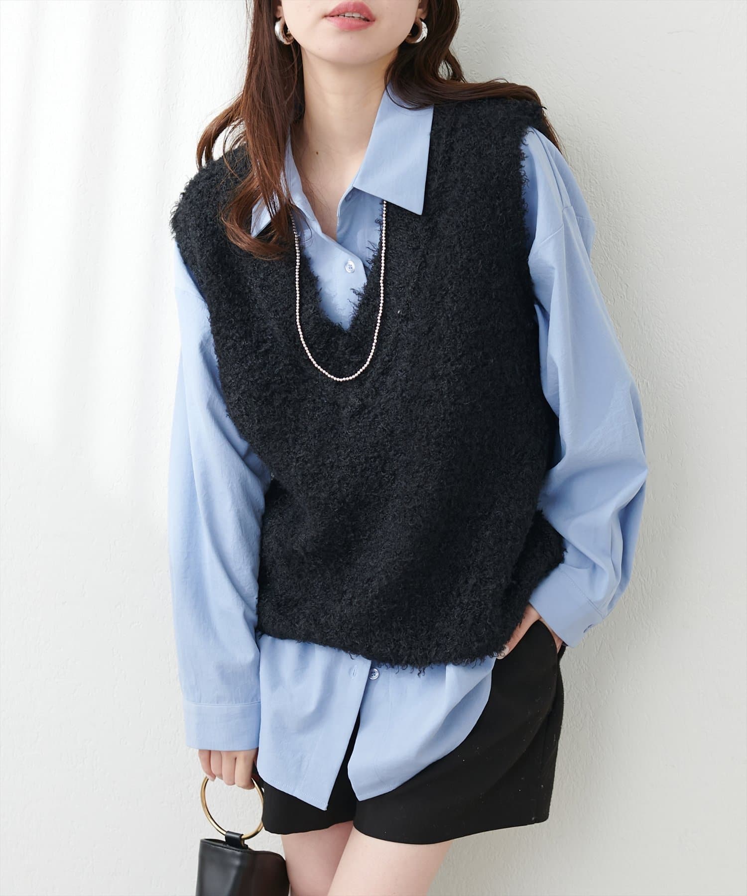 NICE CLAUP / OLIVE des OLIVE OUTLET(ナイスクラップ  / オリーブ デ オリーブ アウトレット) 【natural couture】テディヤーンミドル丈ニットベスト