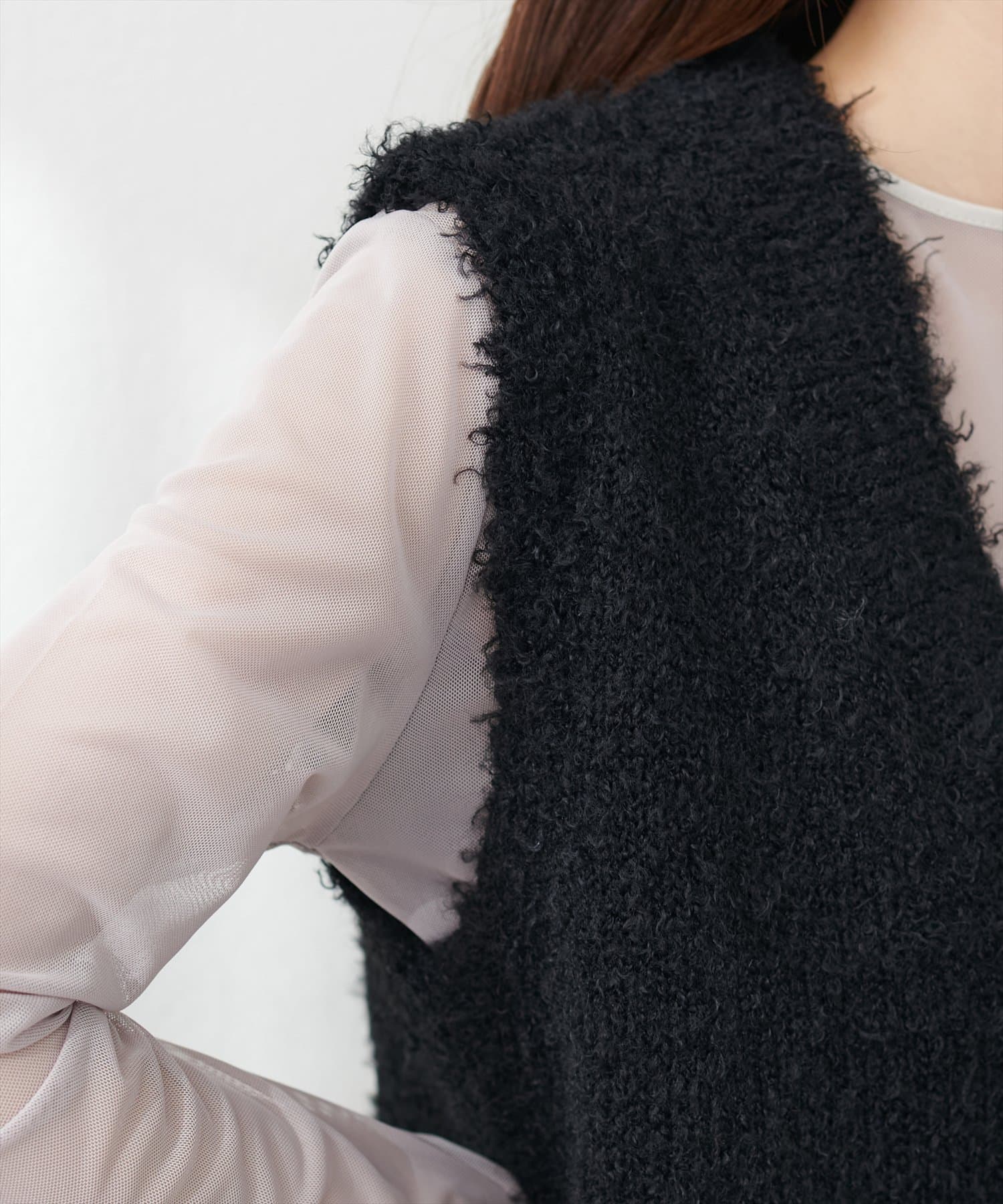 NICE CLAUP / OLIVE des OLIVE OUTLET(ナイスクラップ  / オリーブ デ オリーブ アウトレット) 【natural couture】テディヤーンミドル丈ニットベスト