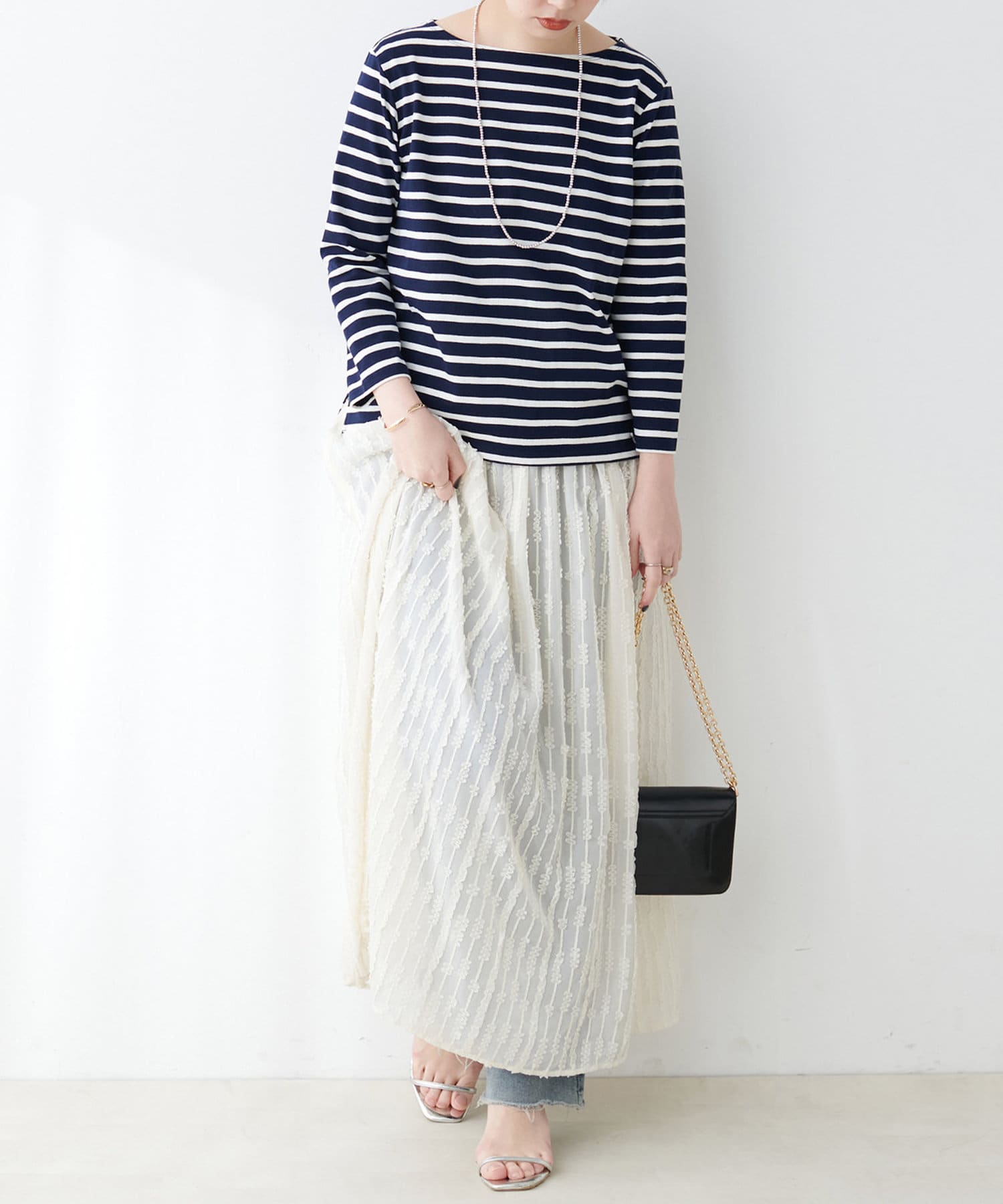 NICE CLAUP / OLIVE des OLIVE OUTLET(ナイスクラップ  / オリーブ デ オリーブ アウトレット) 【natural couture】便利なベーシックボーダーT