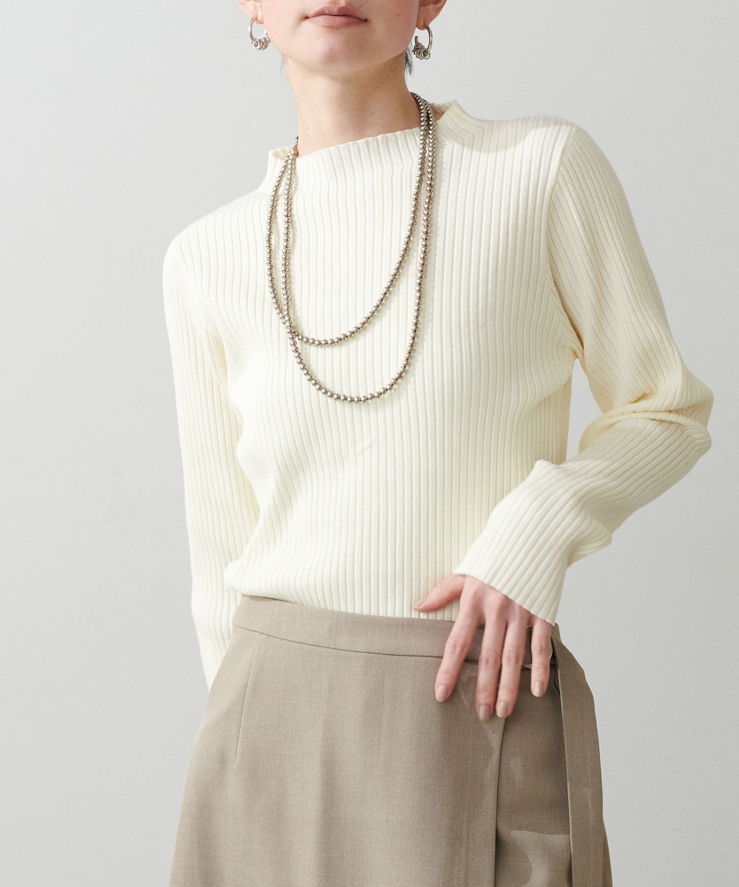 NICE CLAUP / OLIVE des OLIVE OUTLET(ナイスクラップ  / オリーブ デ オリーブ アウトレット) 【LARUTA】袖口配色ワイドリブニット