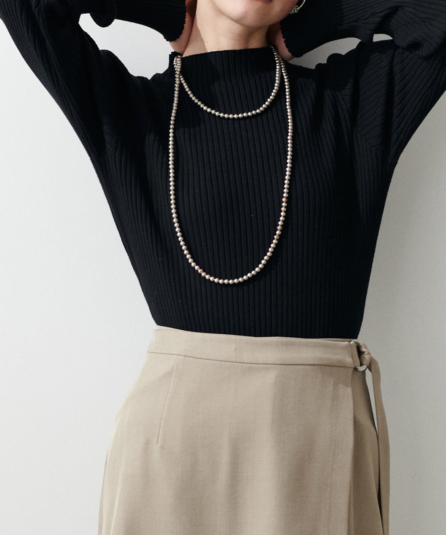 NICE CLAUP / OLIVE des OLIVE OUTLET(ナイスクラップ  / オリーブ デ オリーブ アウトレット) 【LARUTA】袖口配色ワイドリブニット