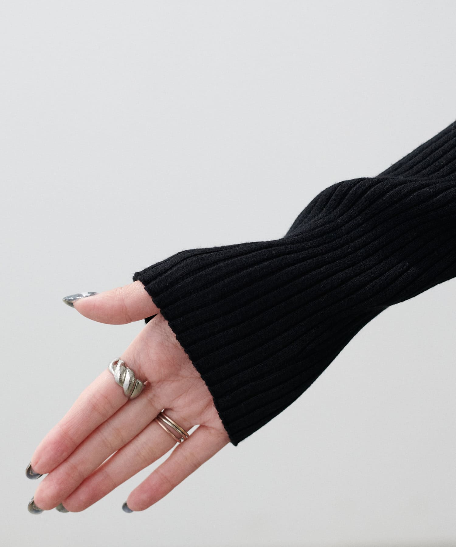 NICE CLAUP / OLIVE des OLIVE OUTLET(ナイスクラップ  / オリーブ デ オリーブ アウトレット) 【LARUTA】袖口配色ワイドリブニット