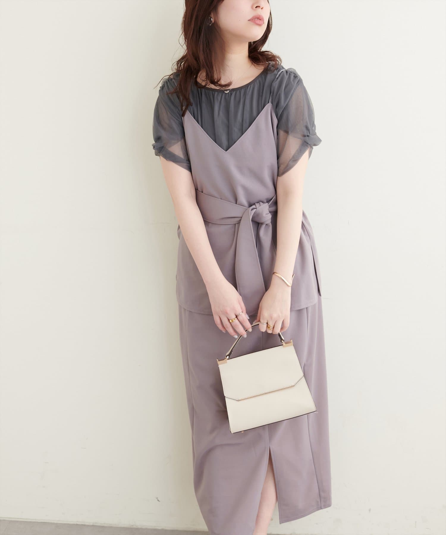 natural couture(ナチュラルクチュール) osonoキャミ+タイトスカートセット