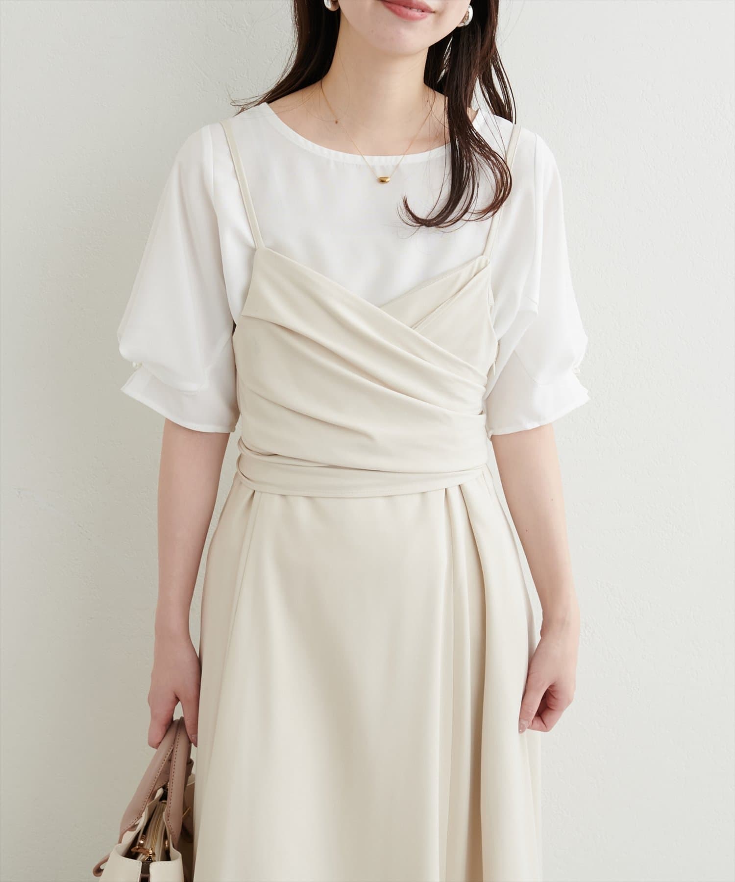 美品✨イエナ 2024SS タックスリーブブラウス ホワイト F パール セール】パール付きタックスリーブブラウス（シャツ/ブラウス