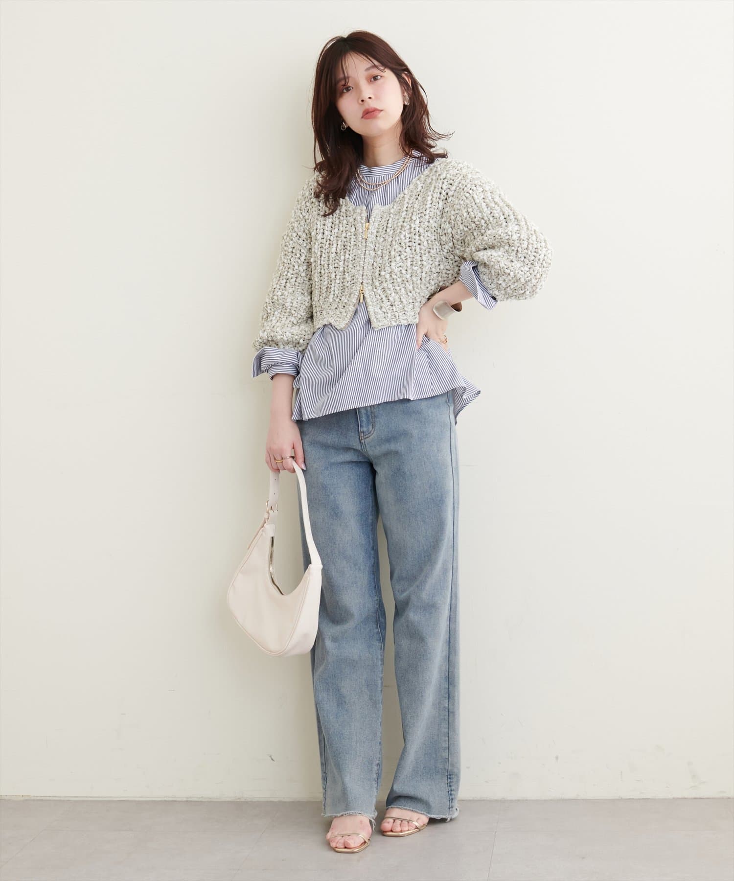natural couture(ナチュラルクチュール) osonoバック釦スタンドカラーシャツ