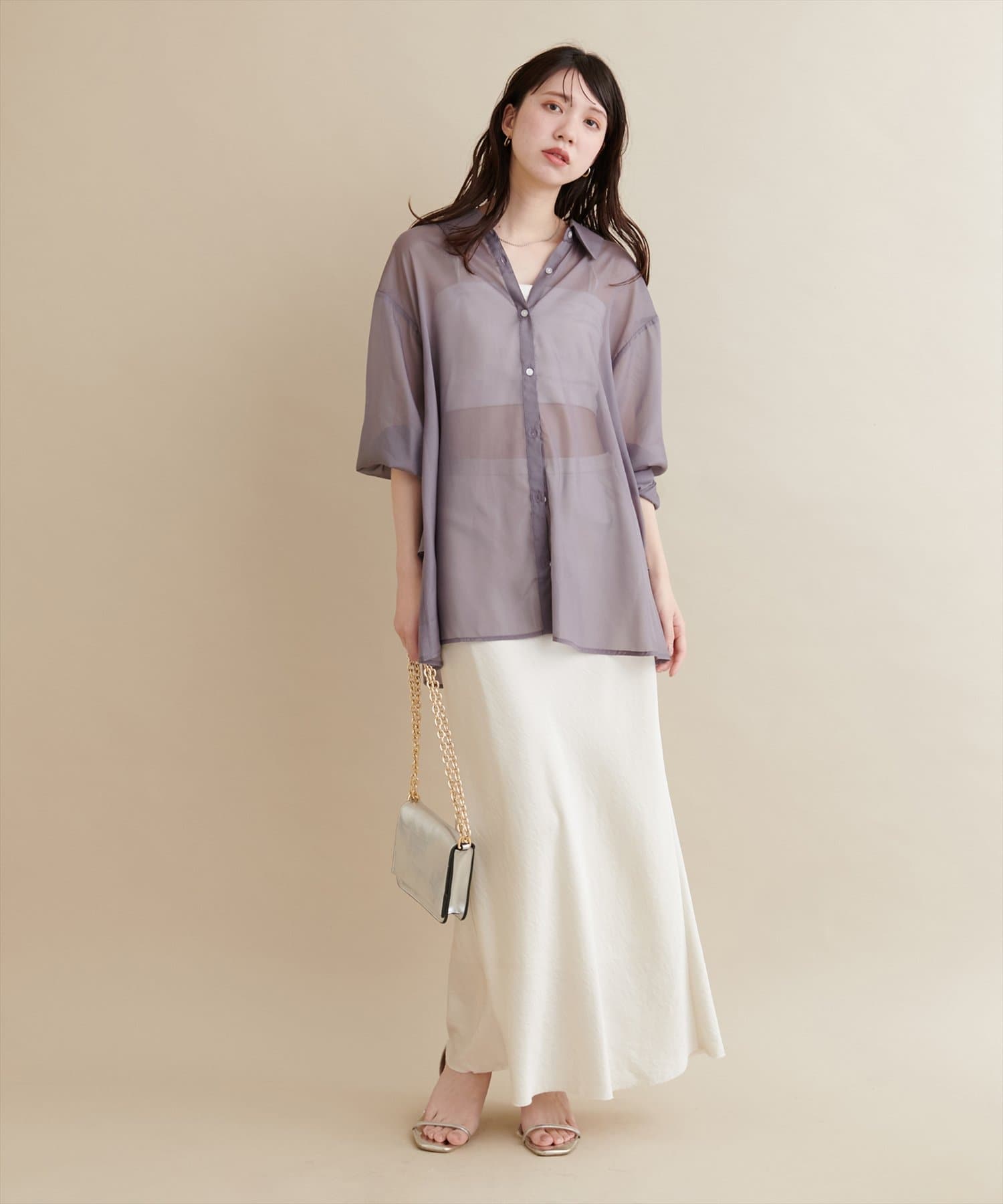 natural couture(ナチュラルクチュール) 【大人ナチュ】バックフレアシャツ