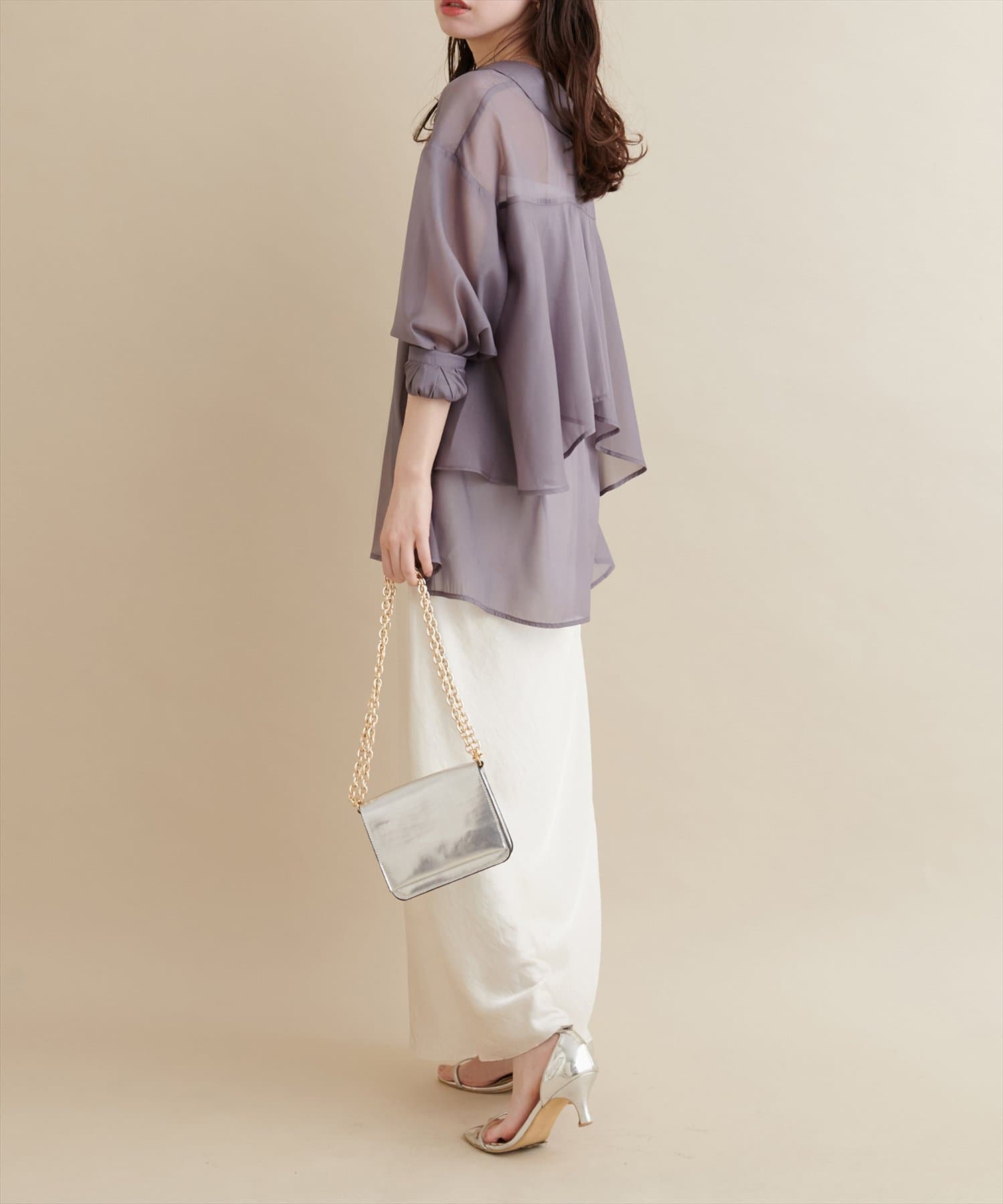 natural couture(ナチュラルクチュール) 【大人ナチュ】バックフレアシャツ