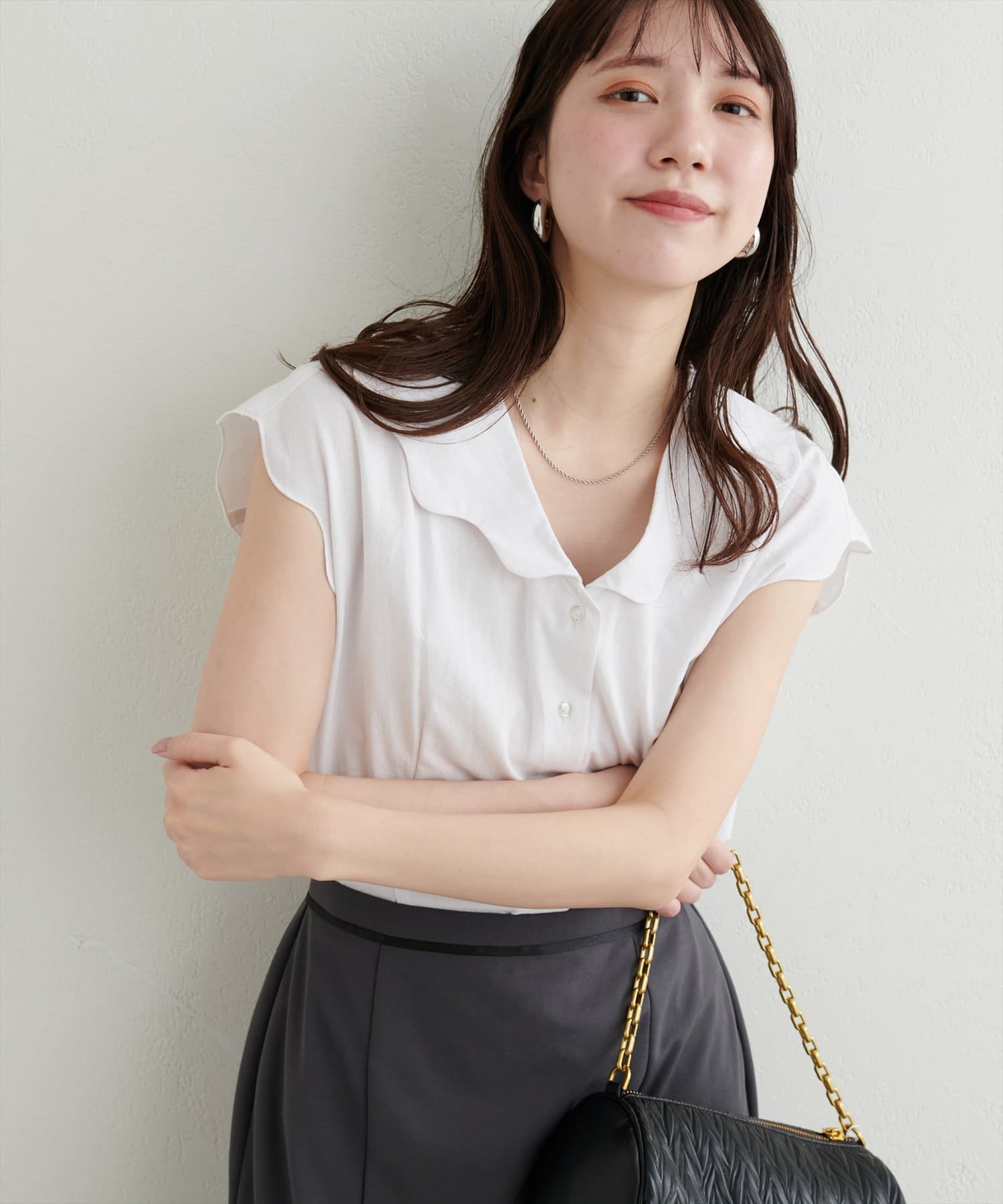 WEB限定】ゆるスカラップレトロブラウス | natural couture