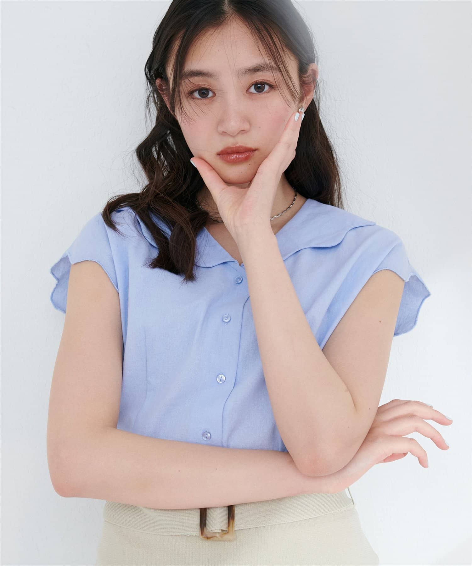 すい様❤️natural couture 完売 ゆるスカラップレトロブラウス WEB限定】ゆるスカラップレトロブラウス | natural couture