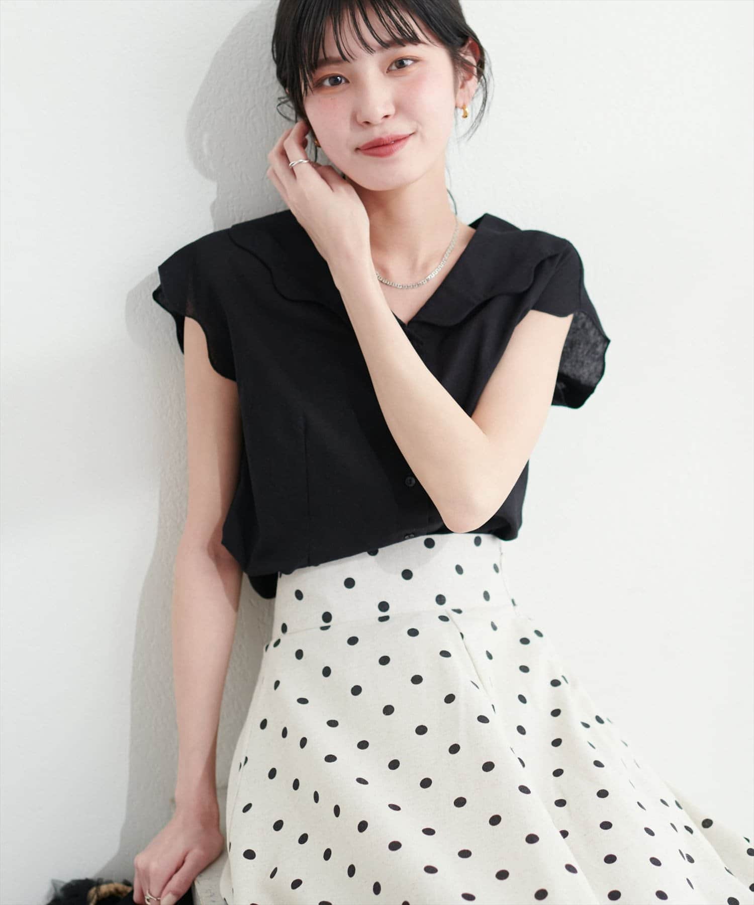 すい様❤️natural couture 完売 ゆるスカラップレトロブラウス WEB限定】ゆるスカラップレトロブラウス | natural couture