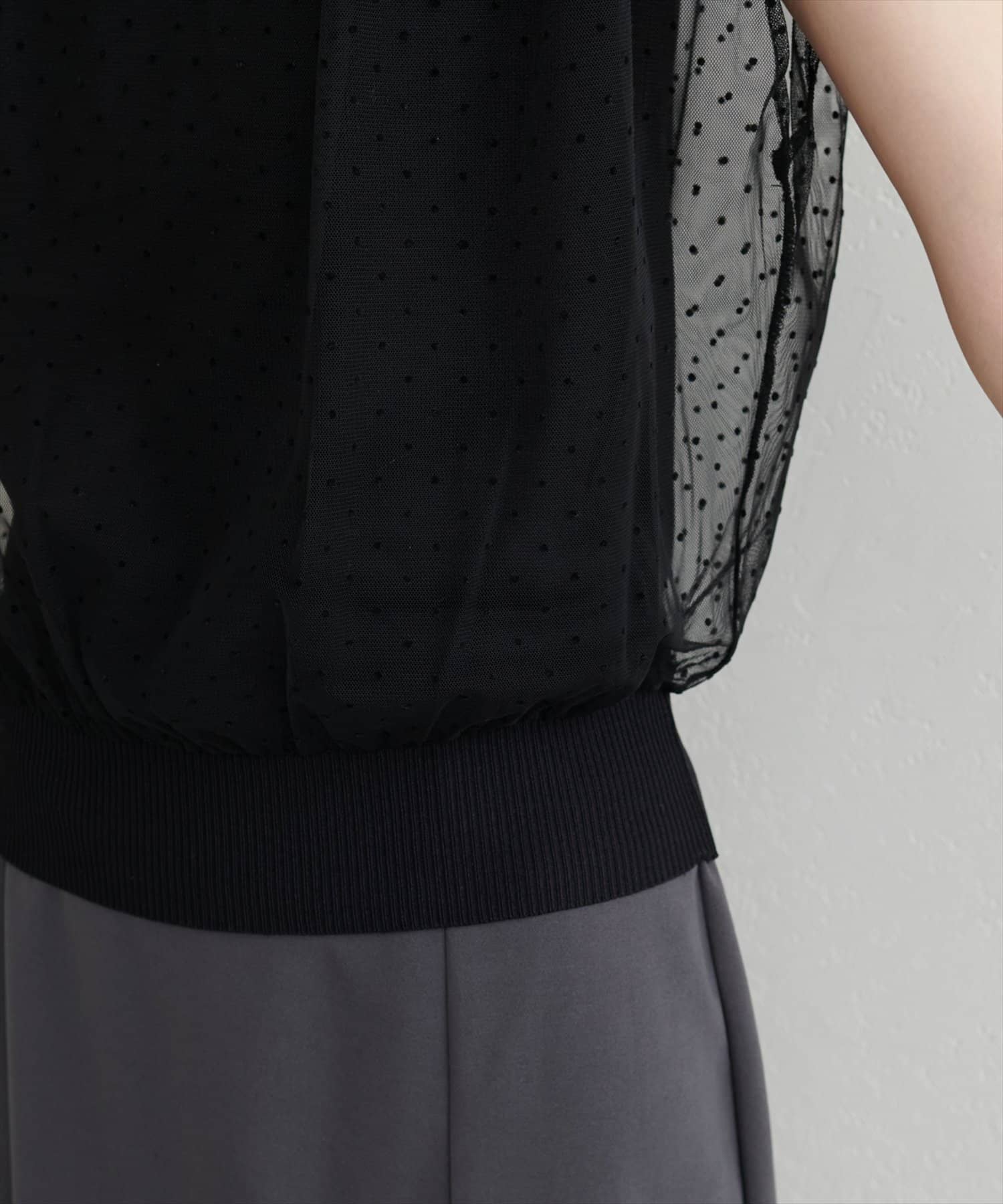 natural couture(ナチュラルクチュール) チュールニットレイヤードTOPS