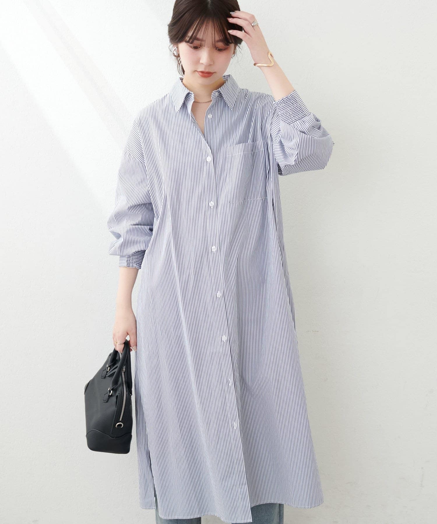 ブランド品 通販サイト natural NICE | couture】カラーストライプシャツワンピース ワンピース