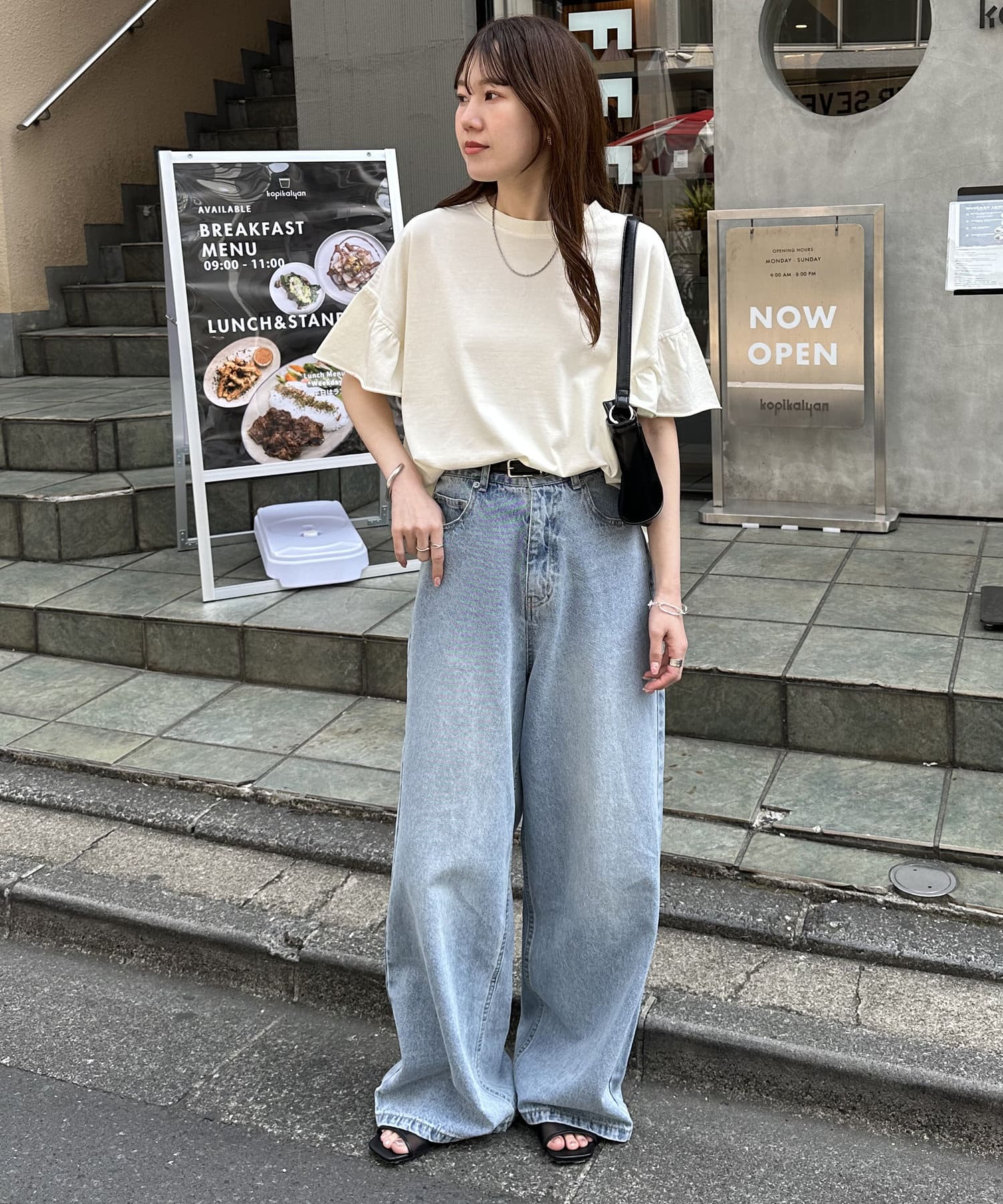 DISCOAT(ディスコート) ピグメントフリルTシャツ