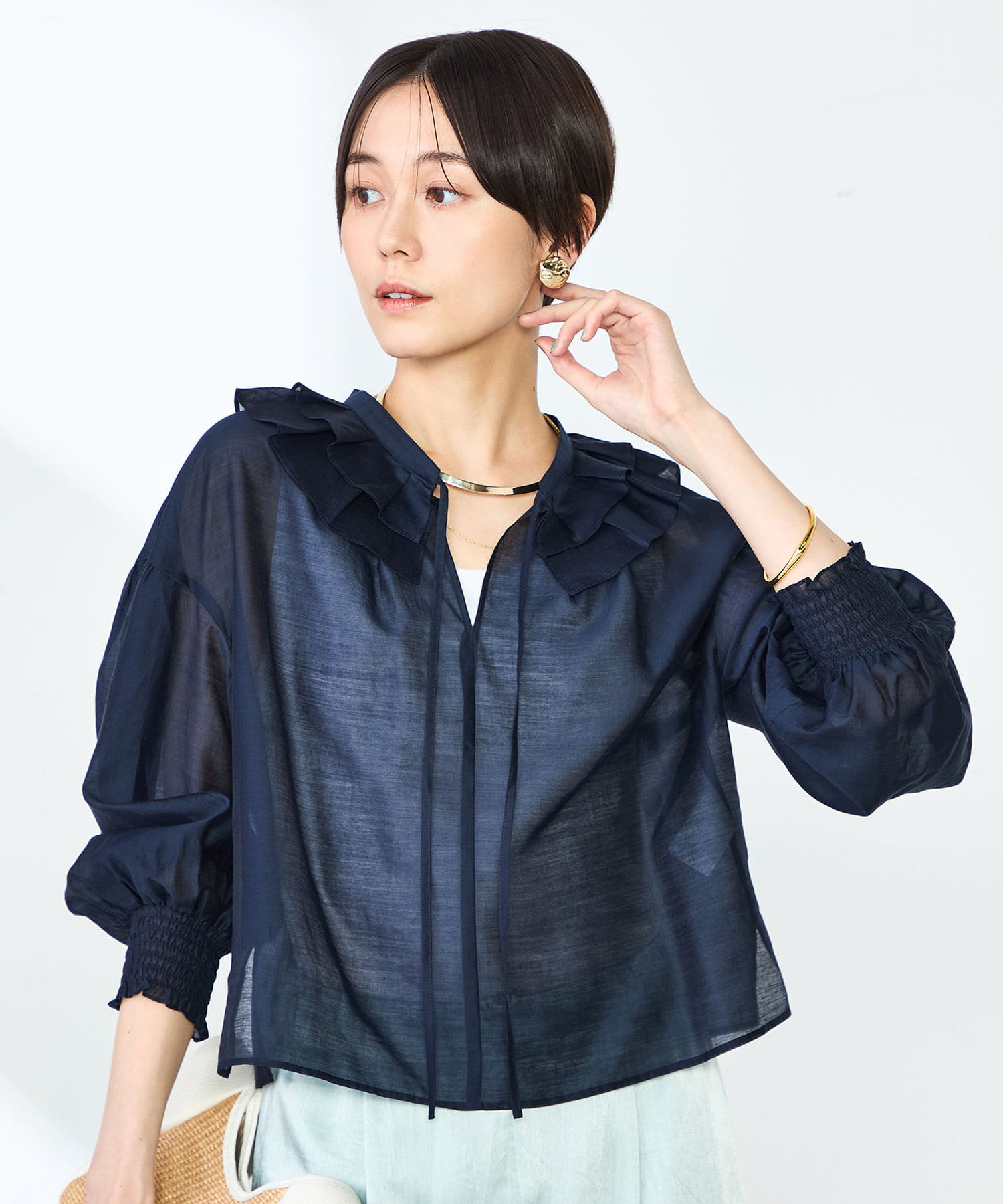ブラウス シャツ ラッフル衿シアーブラウス レディース ラッフル衿シアーブラウス | NOLLEY'S(ノーリーズ)レディース