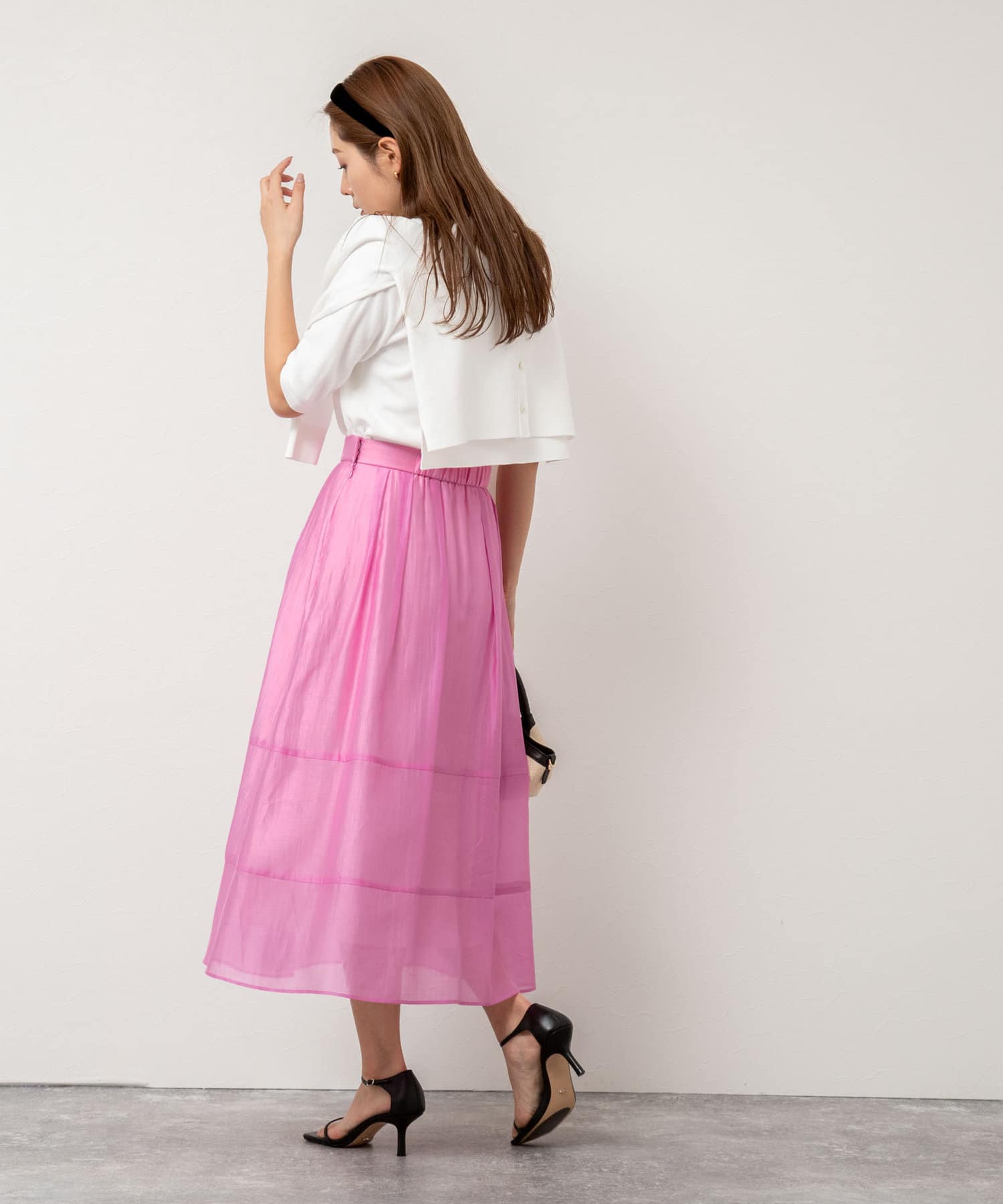 NOLLEY'S(ノーリーズ) 《セットアップ対応》ウォッシャブルタックフレアシアースカート