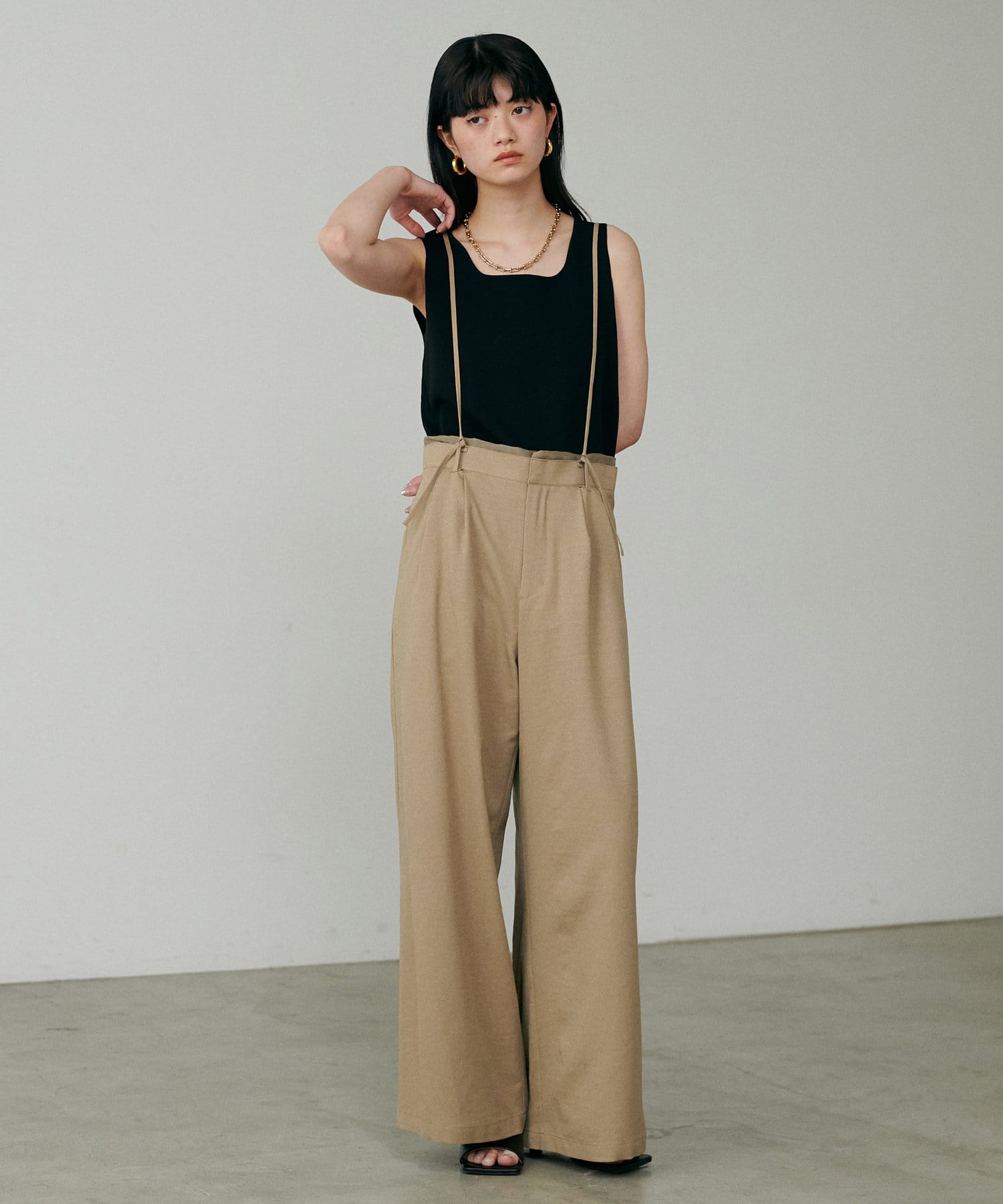 サスペンダー付きワイドパンツ 小さいサイズ サスペンダー付きワイドパンツ 低身長さん・小柄