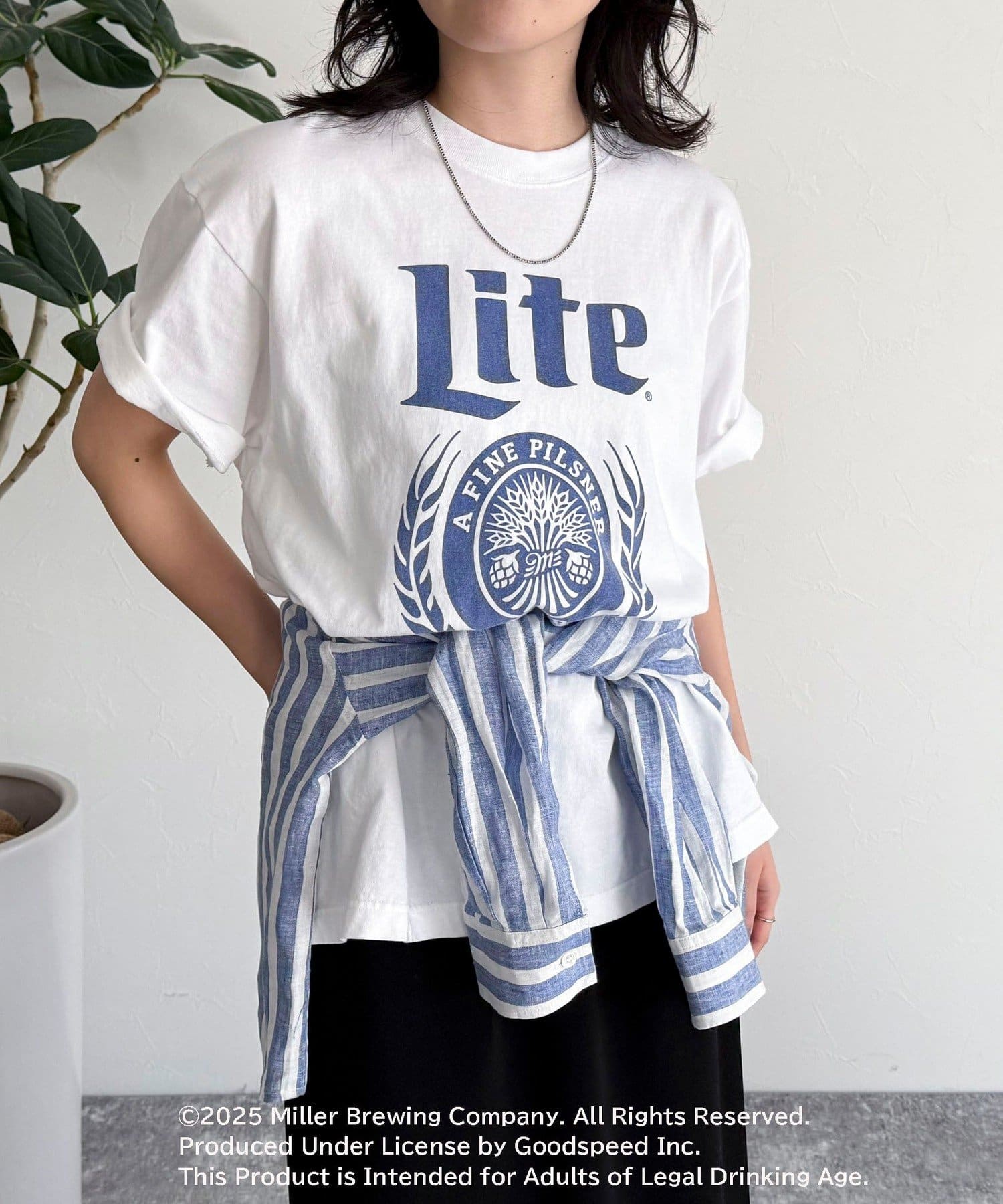 ◇GOOD ROCK SPEED◇【2025 SS】ブルーとホワイトの配色が爽やかなMiller LITE 半袖T●point・アメリカのビールブランド「Miller LITE」のロゴがプリントされた