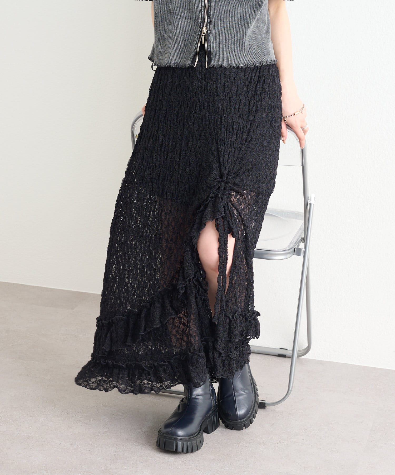 w closet(ダブルクローゼット) レイヤードレーススカート