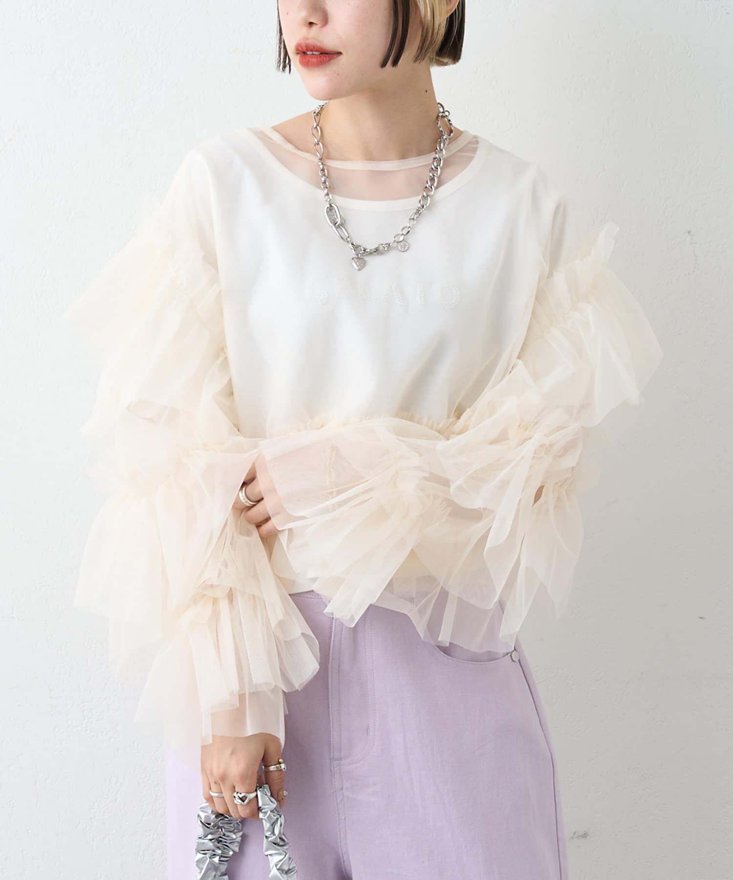 フリルチュールブラウス | w closet(ダブルクローゼット)レディース