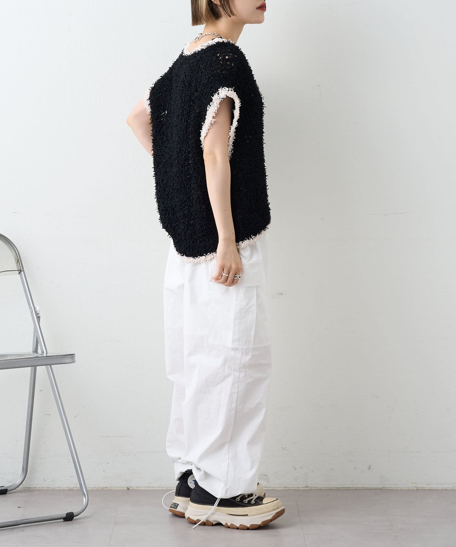w closet(ダブルクローゼット) リボンヤーンニットベスト