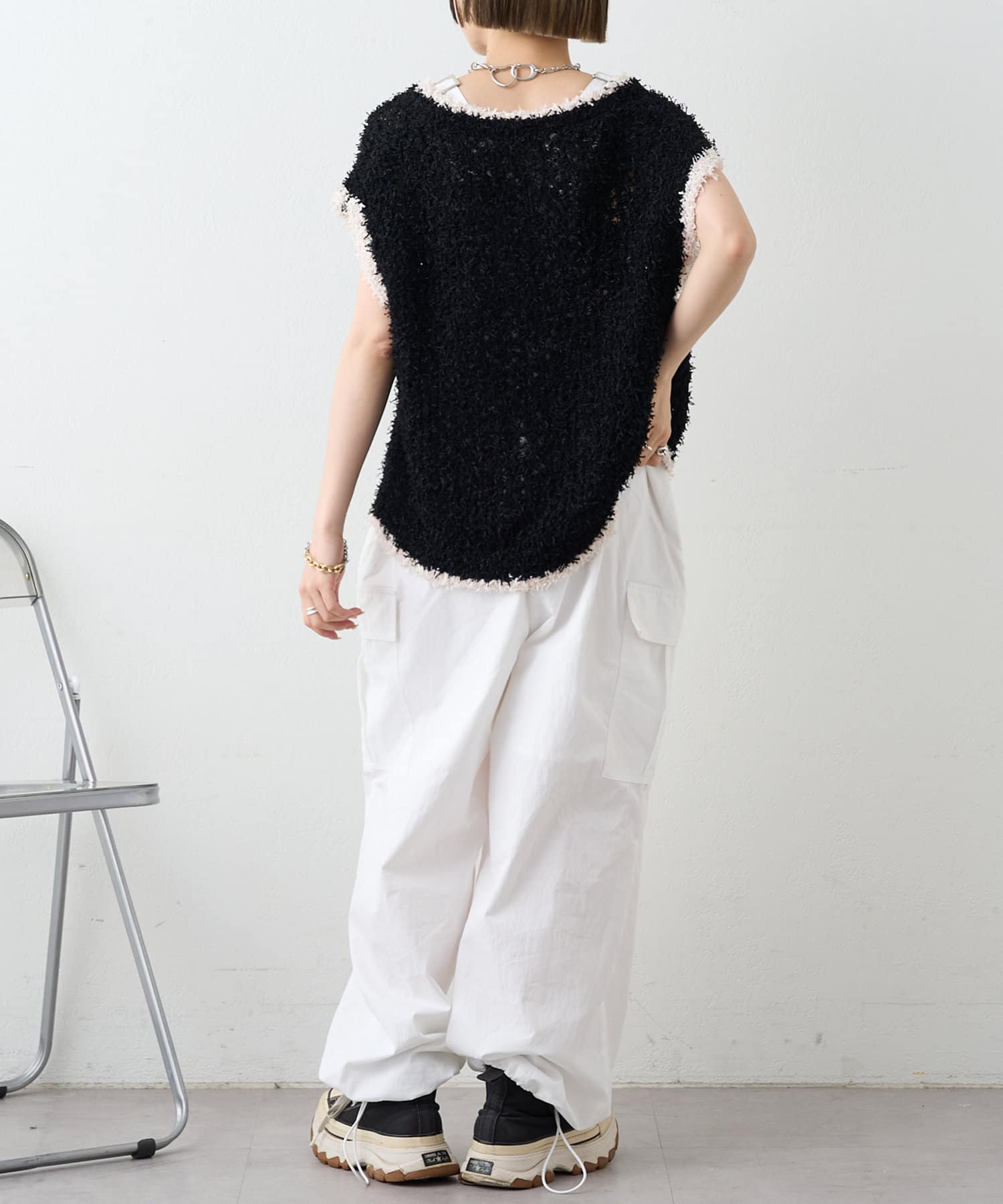 w closet(ダブルクローゼット) リボンヤーンニットベスト