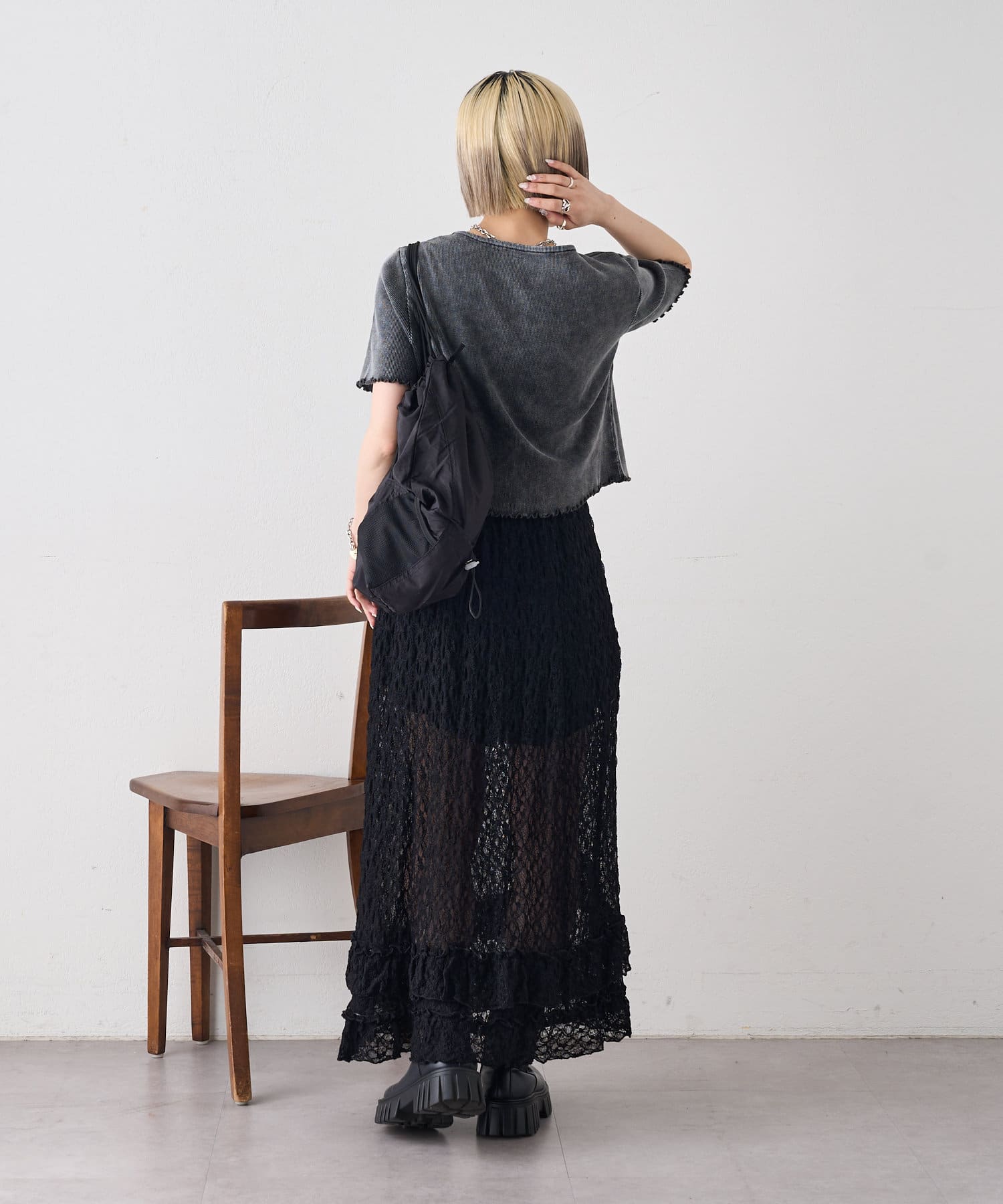 w closet(ダブルクローゼット) 半袖W ZIPリブカーデ