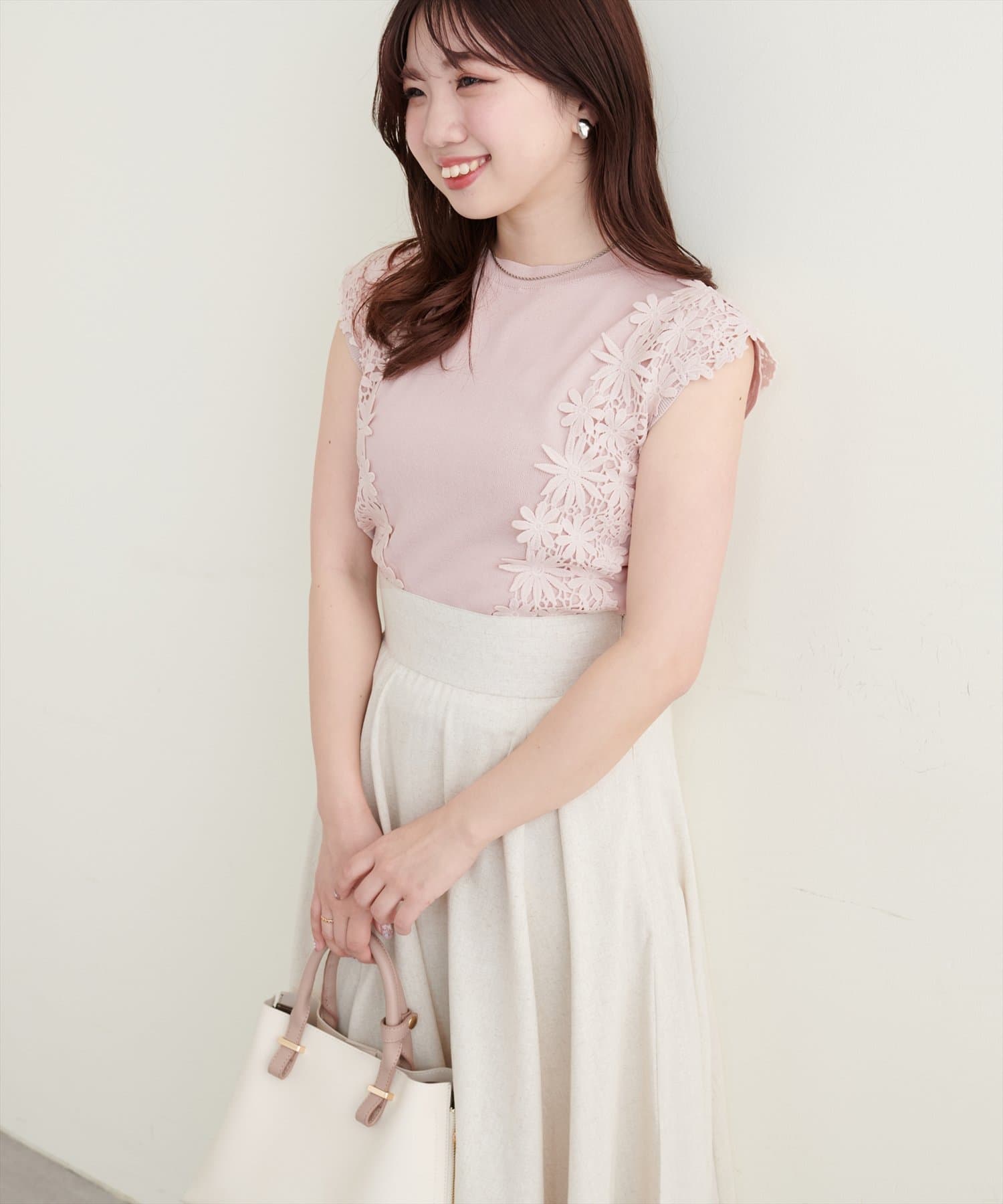 canami】レース×ニットコンビノースリTOPS | natural couture